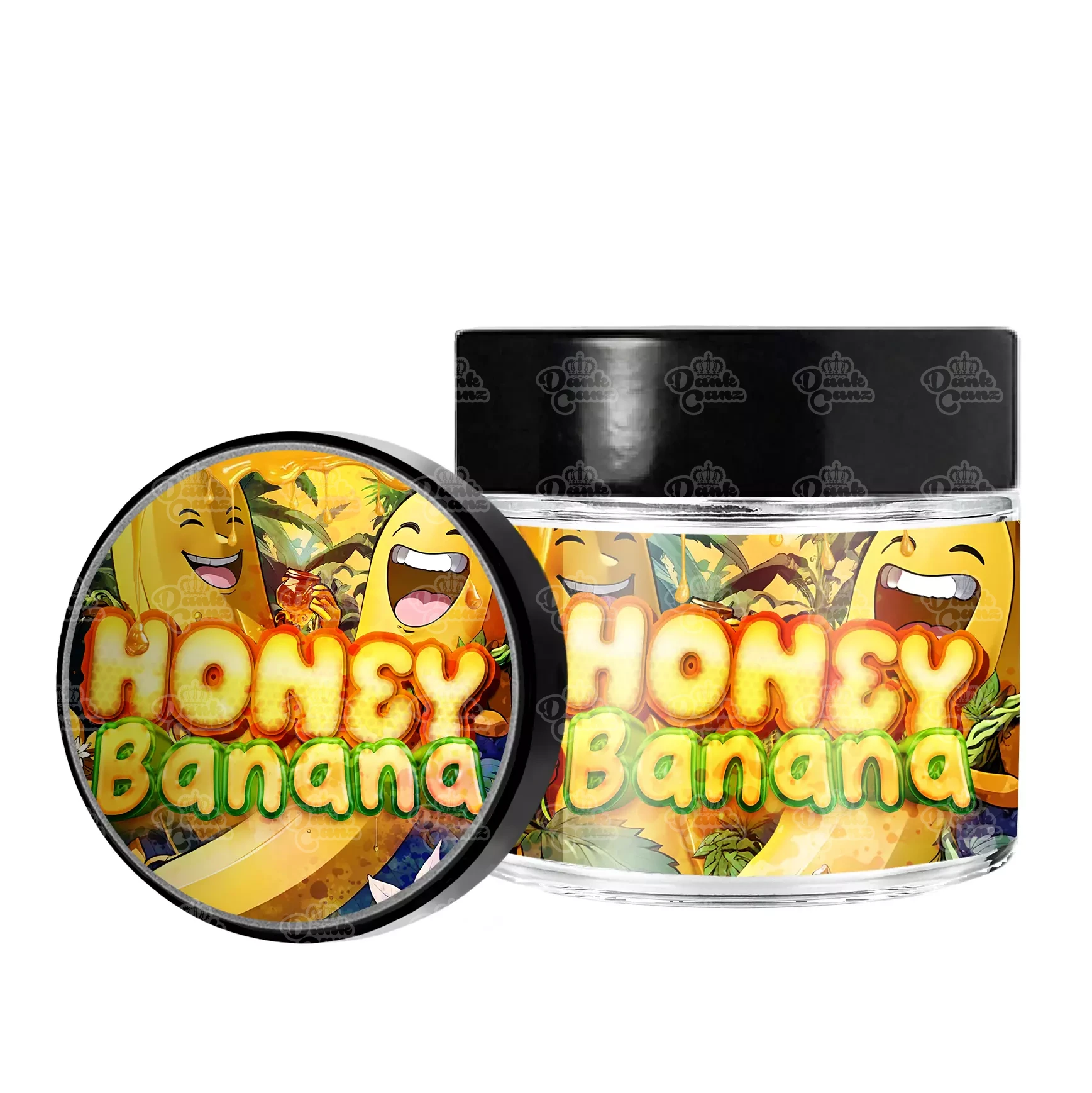 Honey Banana 3.5g/60ml Glass Jars - Labelled - DC Packaging Custom Cannabis Packaging