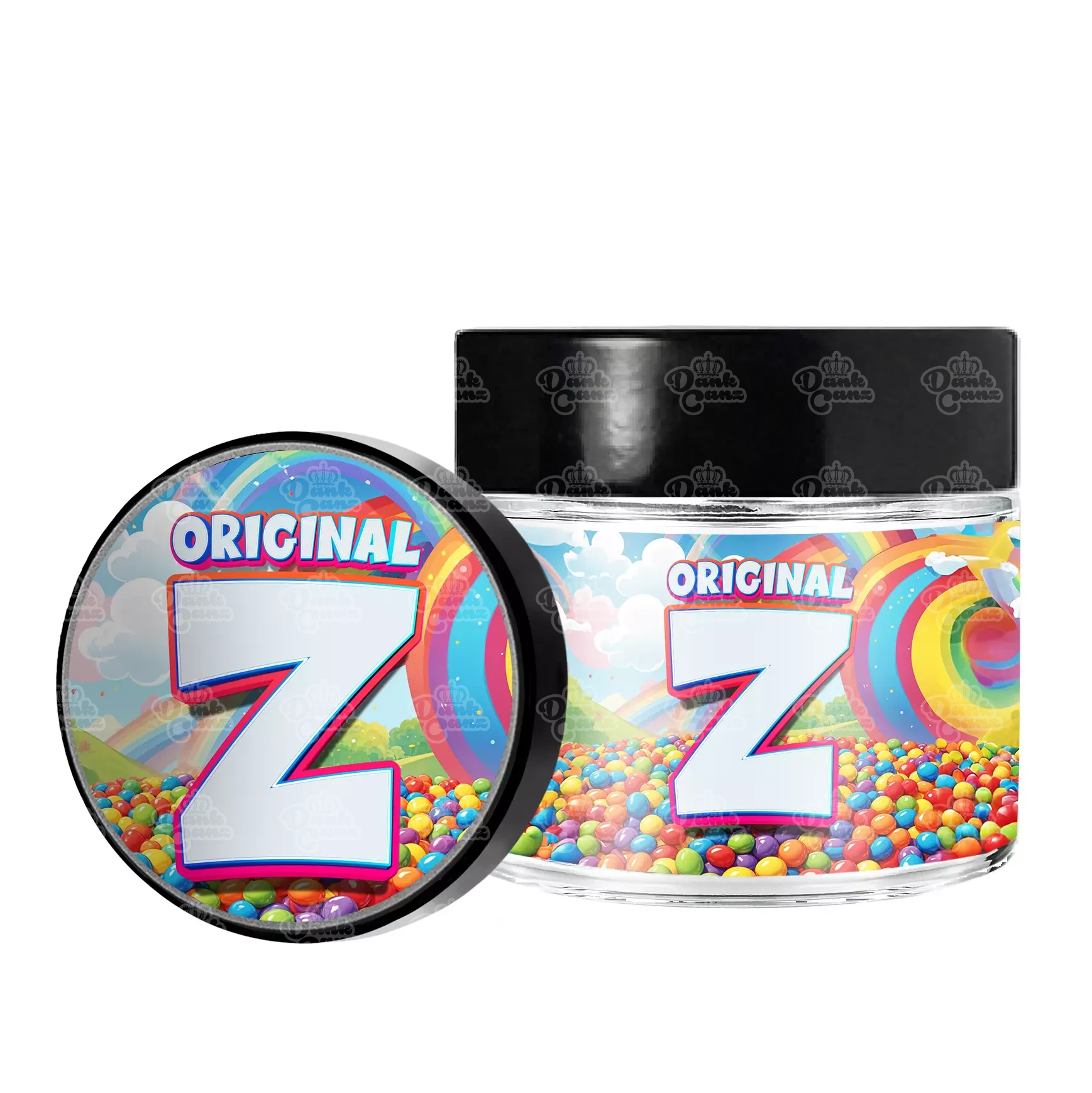 Original Z 3.5g/60ml Glass Jars - Labelled - DC Packaging Custom Cannabis Packaging