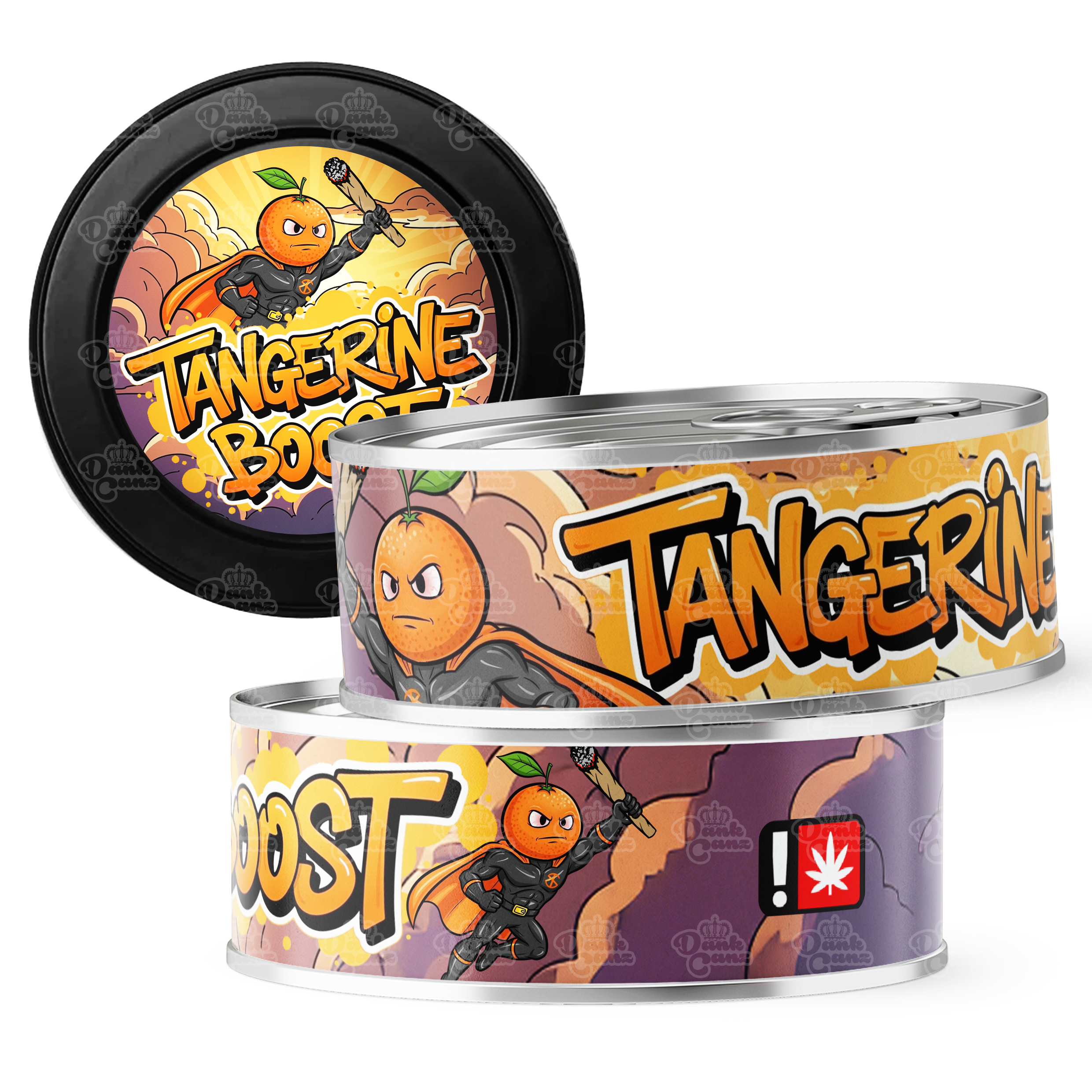 Tangerine Boost 3.5g Self Seal Tins - DC Packaging Custom Cannabis Packaging