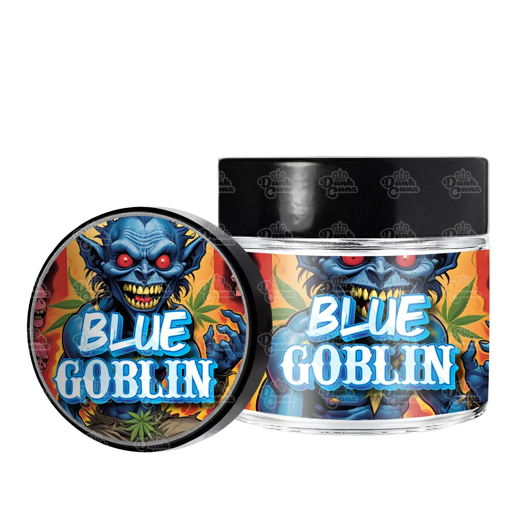 Blue Goblin 3.5g/60ml Glass Jars - Labelled - DC Packaging Custom Cannabis Packaging