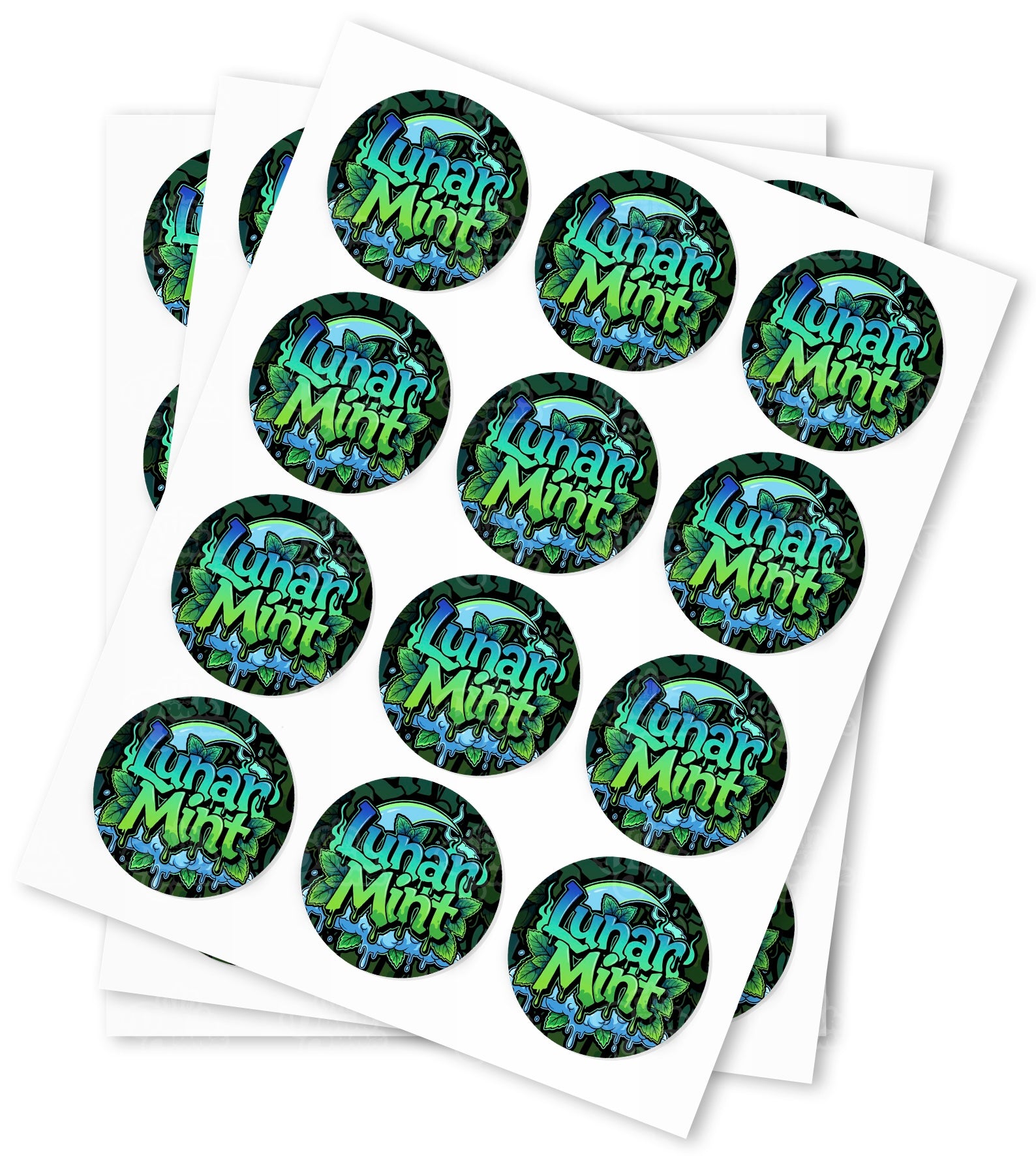 Lunar Mint Strain Stickers - DC Packaging Custom Cannabis Packaging