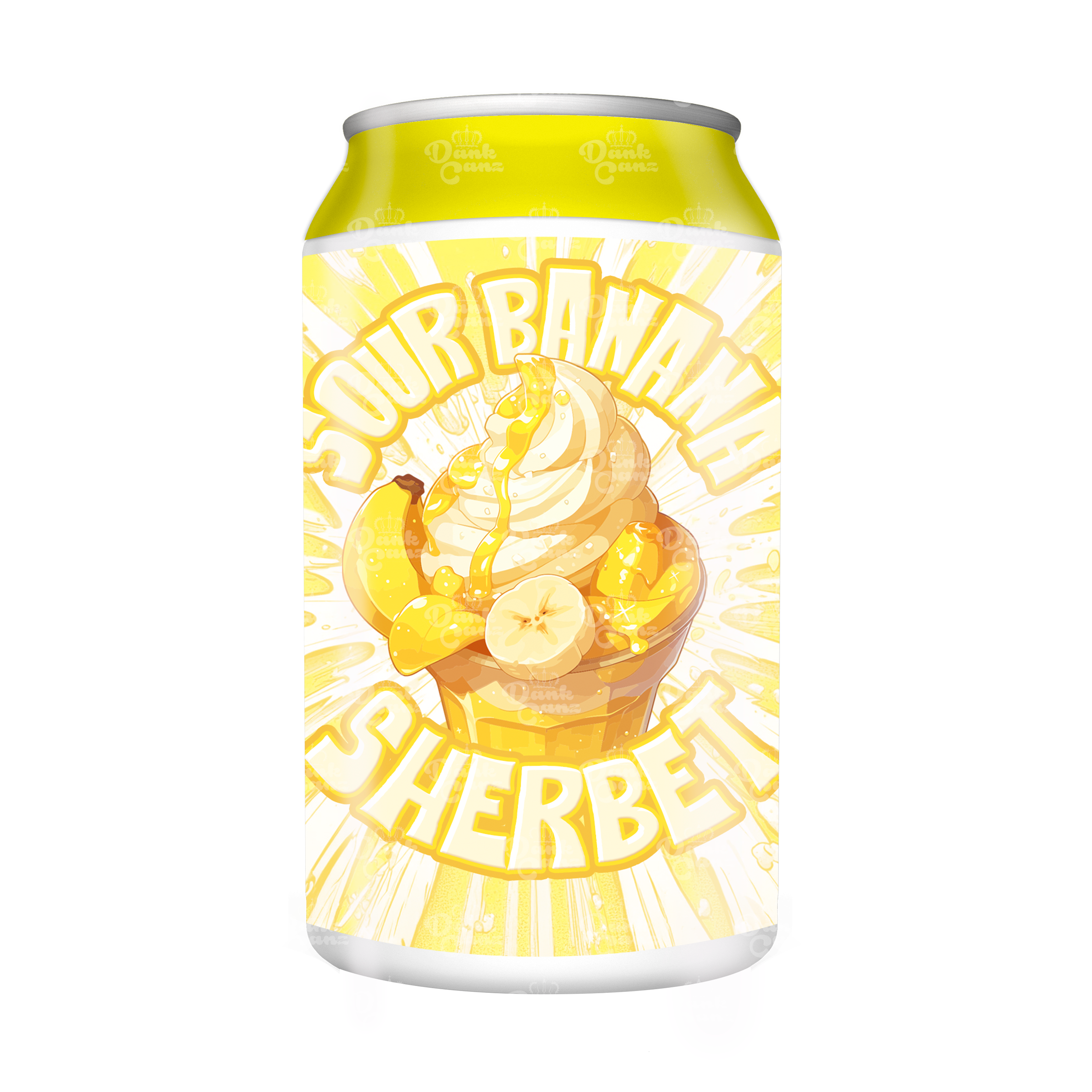 Sour Banana Sherbet 3.5g Plastic Soda Cans - DC Packaging Custom Cannabis Packaging