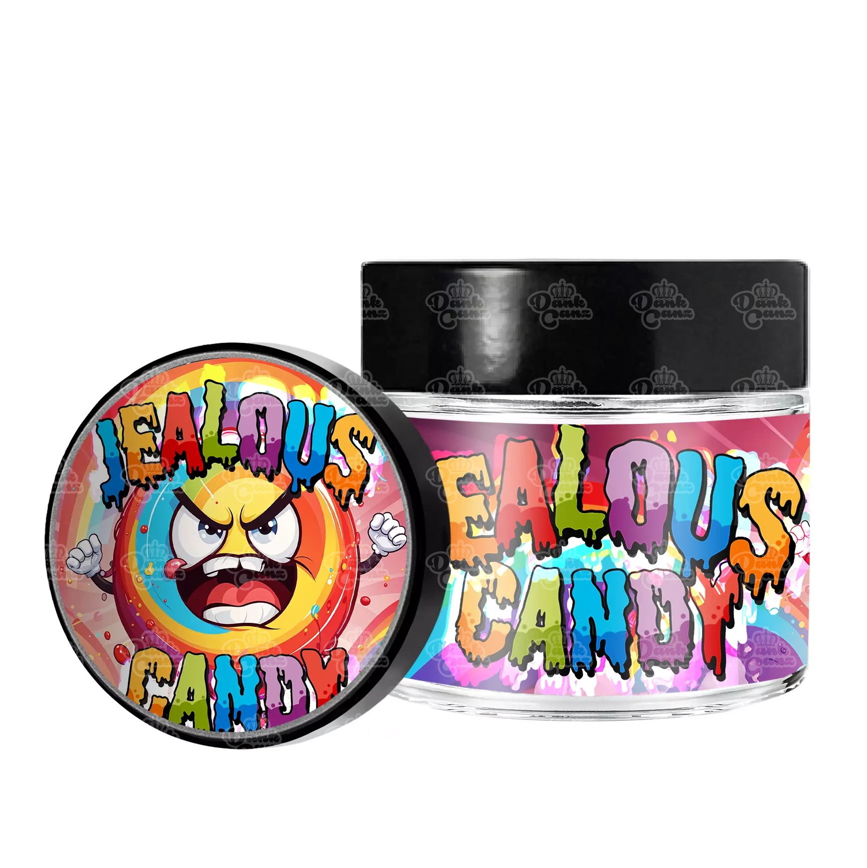 Jealous Candy 3.5g/60ml Glass Jars - Labelled - DC Packaging Custom Cannabis Packaging