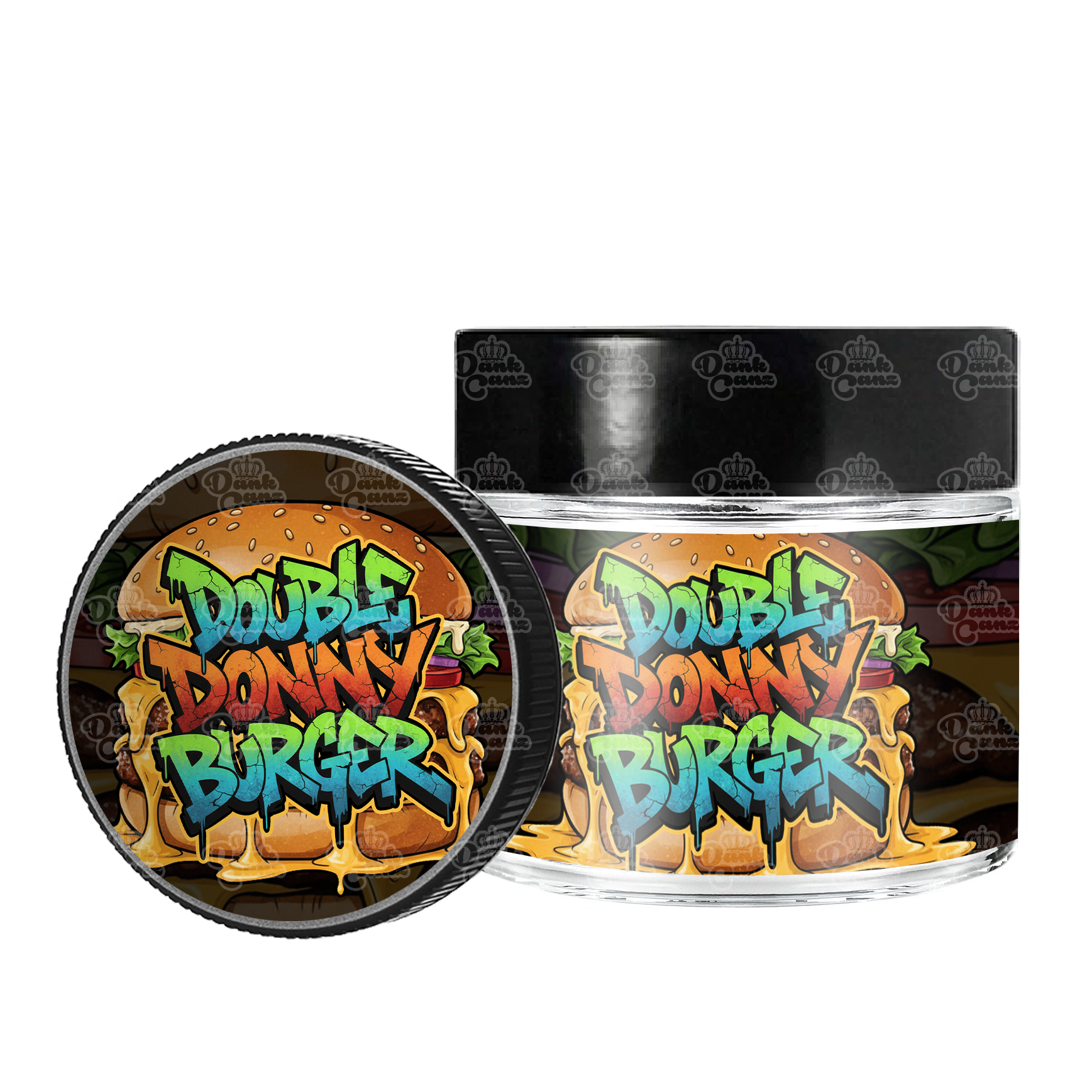 Double Donny Burger 3.5g/60ml Glass Jars - Labelled - DC Packaging Custom Cannabis Packaging