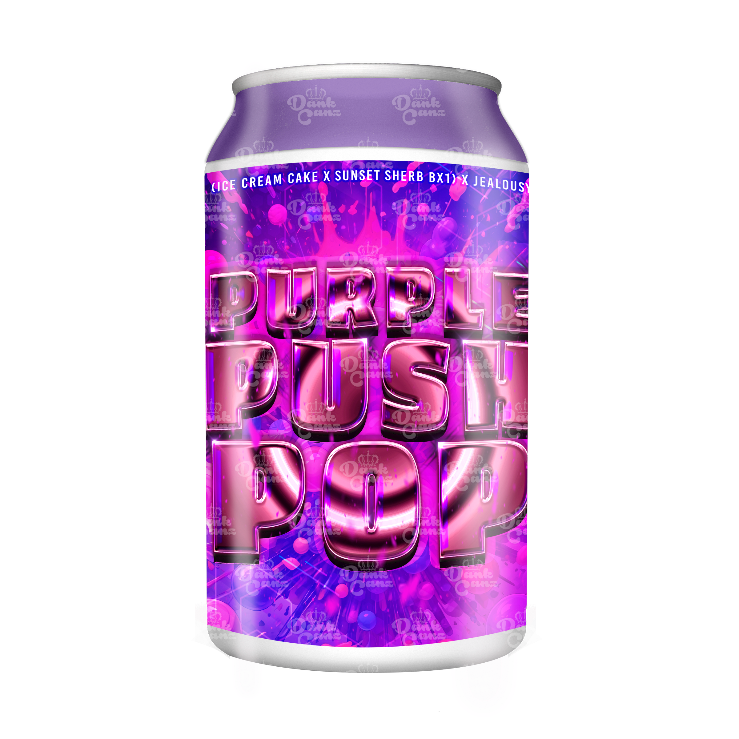 Purple Push Pop 3.5g Plastic Soda Cans - DC Packaging Custom Cannabis Packaging
