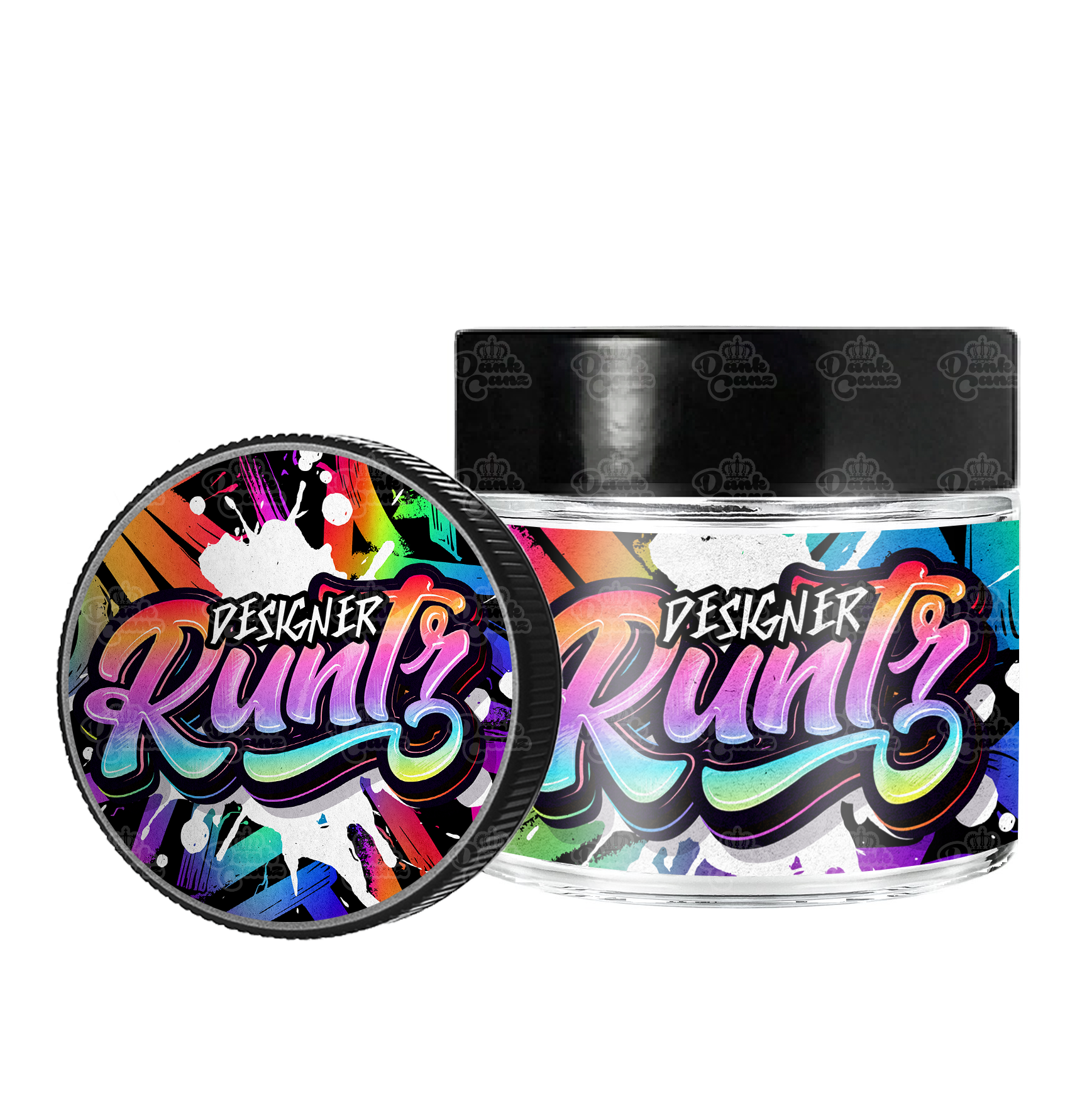 Designer Runtz 3.5g/60ml Glass Jars - Labelled - DC Packaging Custom Cannabis Packaging