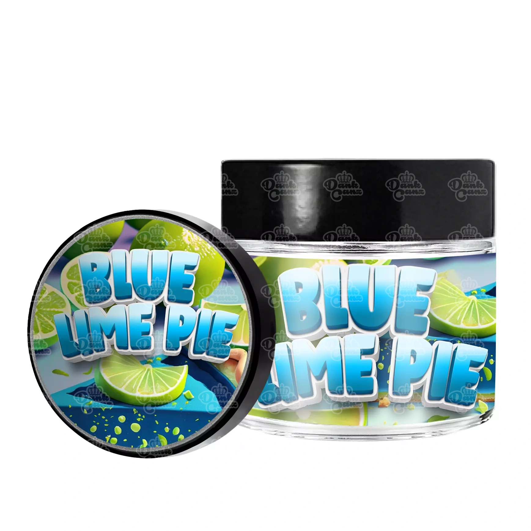 Blue Lime Pie 3.5g/60ml Glass Jars - Labelled - DC Packaging Custom Cannabis Packaging