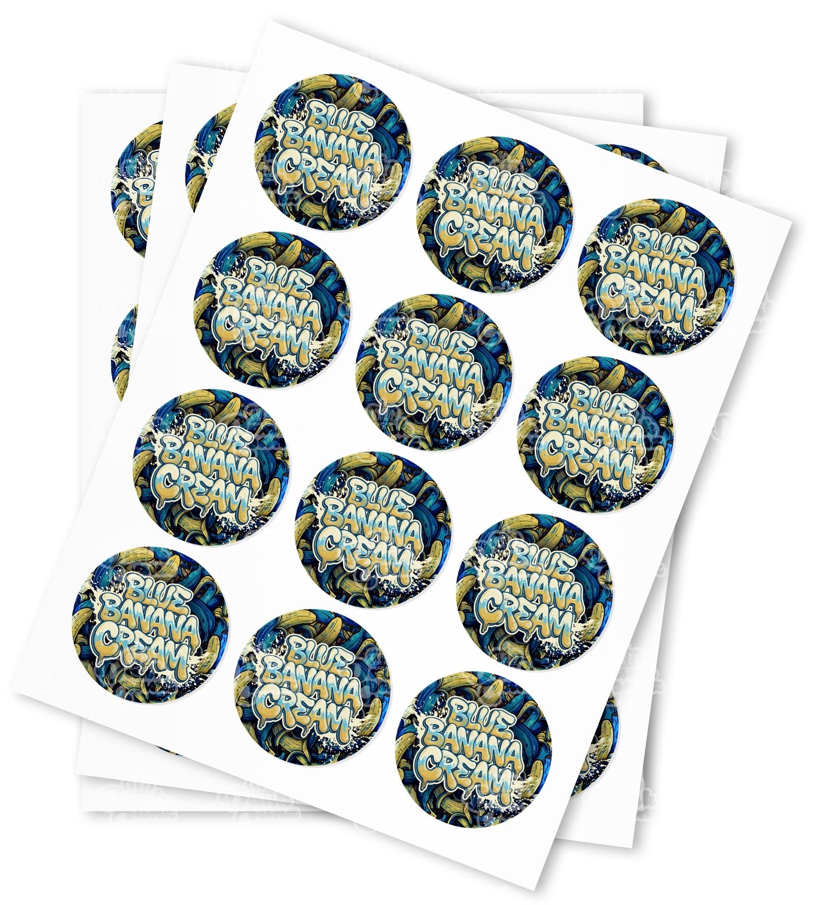 Blue Banana Cream Strain Stickers - DC Packaging Custom Cannabis Packaging