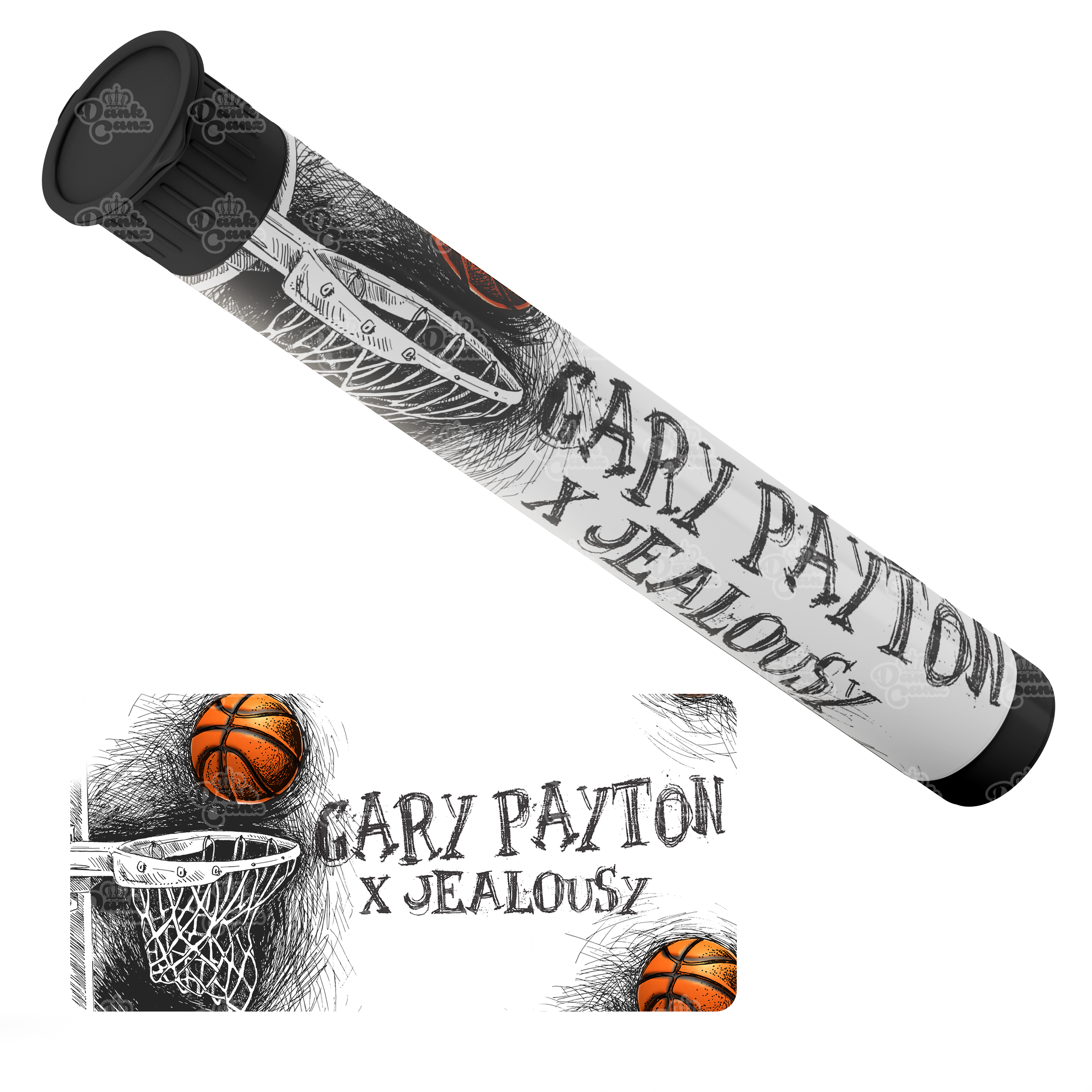 Gary Payton x Jealousy Pre Roll Tubes - Labelled - DC Packaging Custom Cannabis Packaging