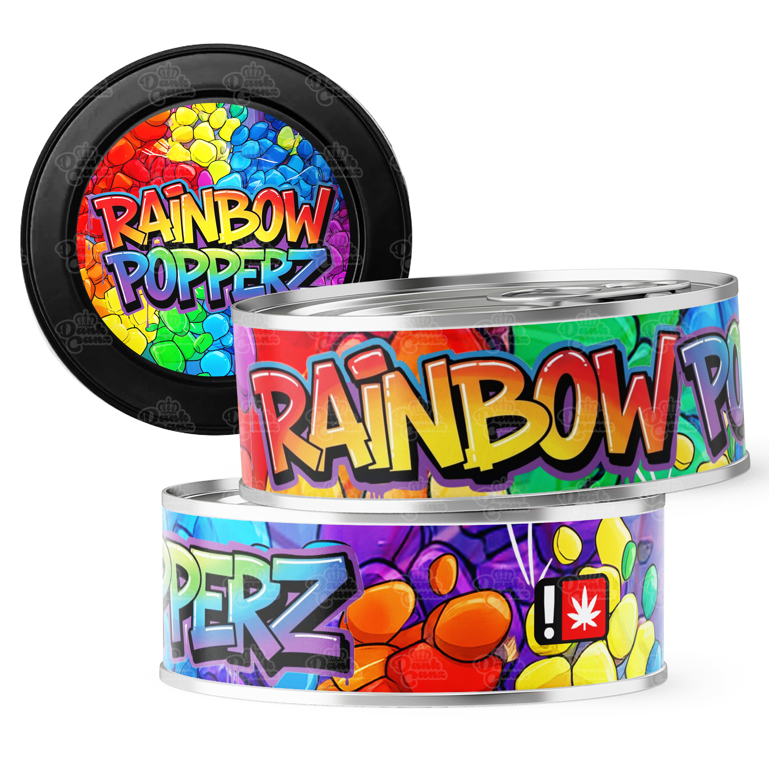 Rainbow Popperz 3.5g Self Seal Tins - DC Packaging Custom Cannabis Packaging