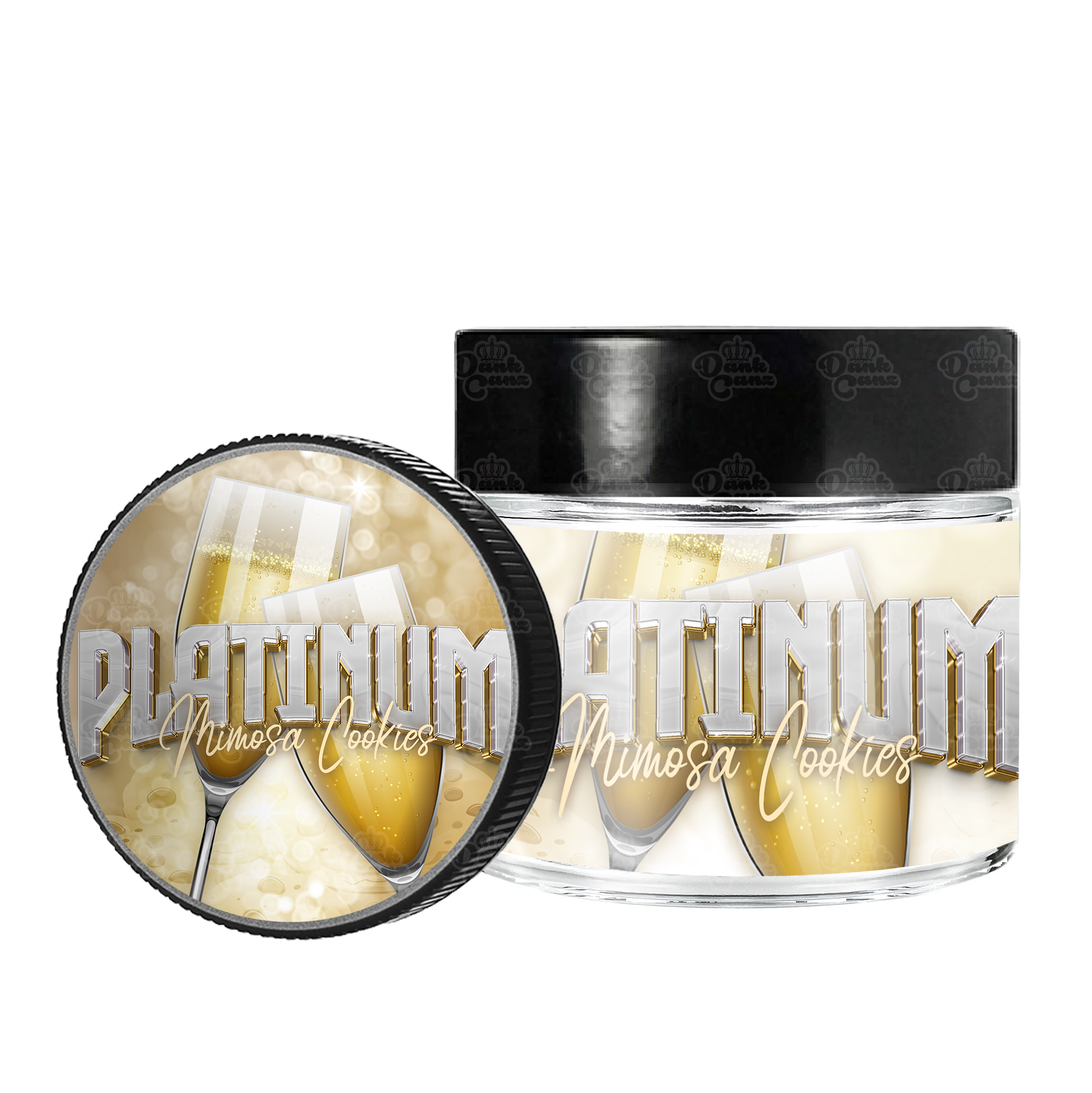 Platinum Mimosa Cookies 3.5g/60ml Glass Jars - Labelled - DC Packaging Custom Cannabis Packaging