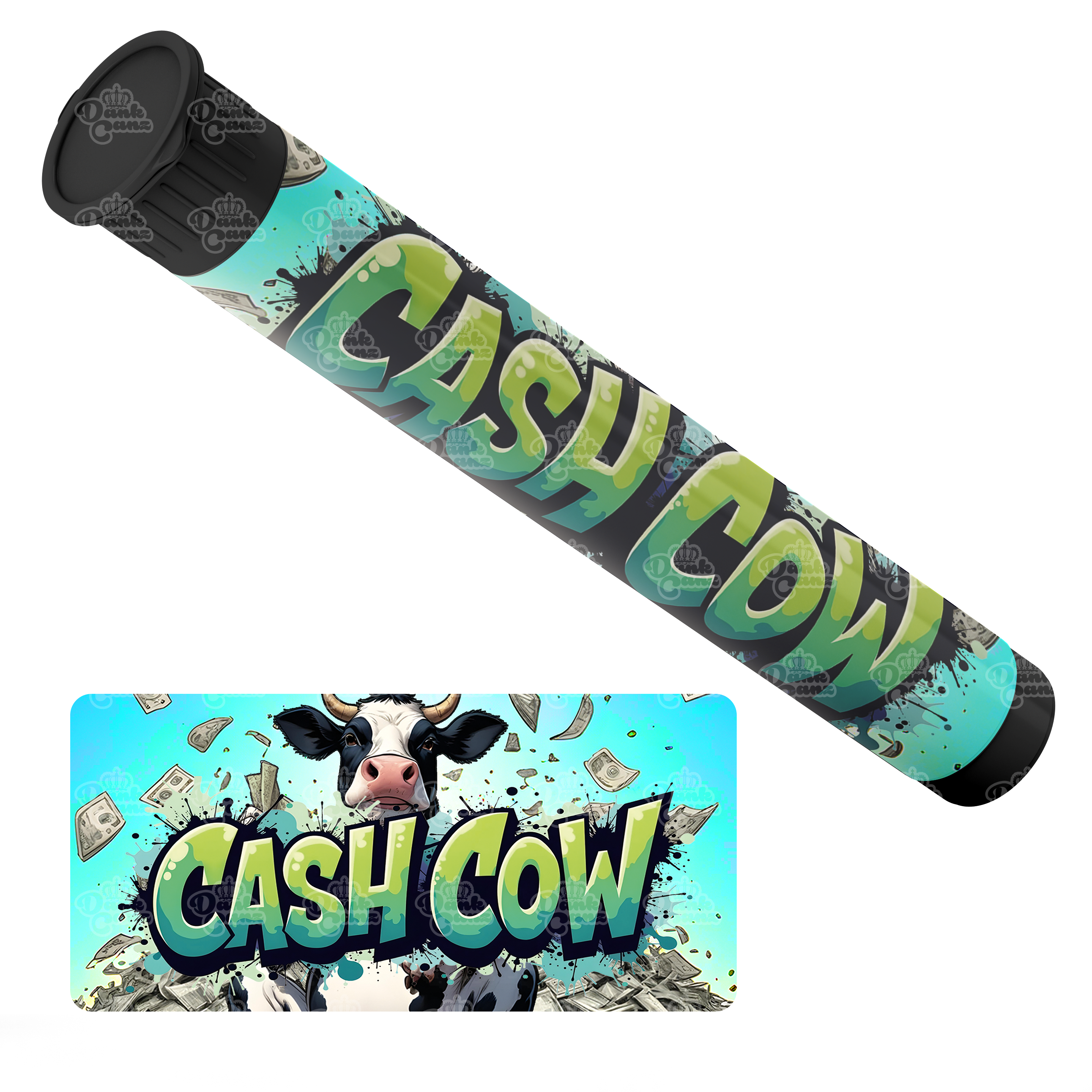 Cash Cow Pre Roll Tubes - Labelled - DC Packaging Custom Cannabis Packaging