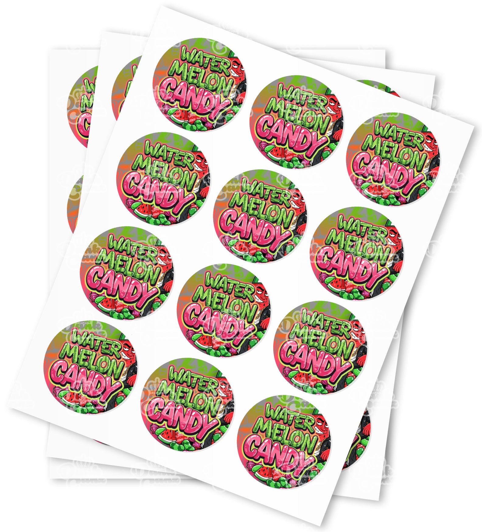 Watermelon Candy Strain Stickers - DC Packaging Custom Cannabis Packaging