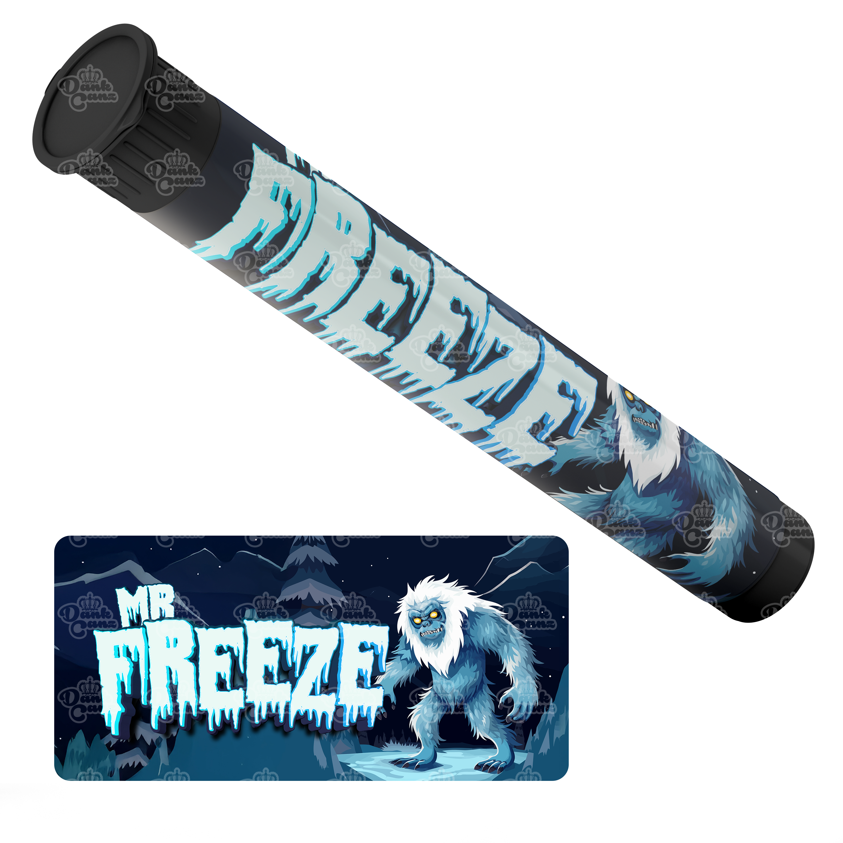 Mr Freeze Pre Roll Tubes - Labelled - DC Packaging Custom Cannabis Packaging
