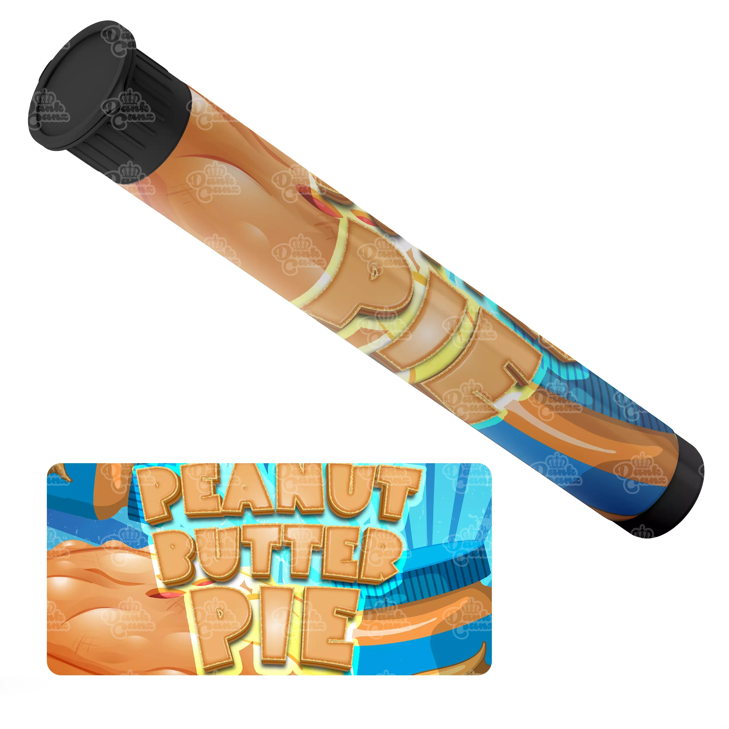 Peanut Butter Pie Pre Roll Tubes - Labelled - DC Packaging Custom Cannabis Packaging