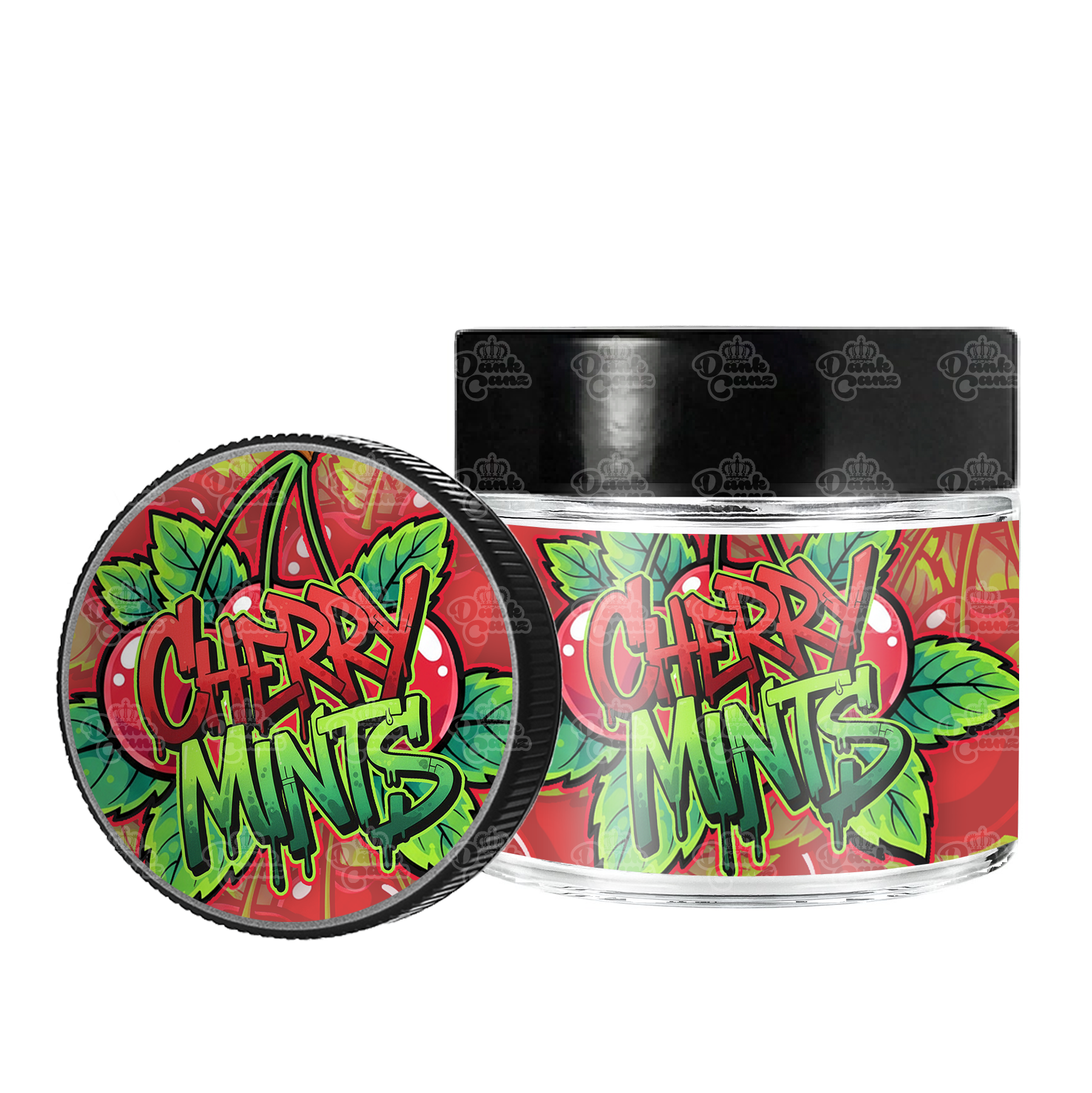Cherry Mints 3.5g/60ml Glass Jars - Labelled - DC Packaging Custom Cannabis Packaging
