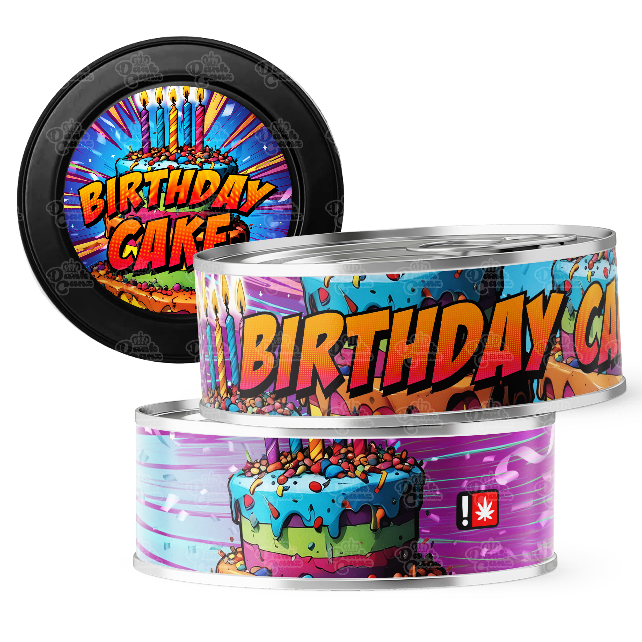 Birthday Cake 3.5g Self Seal Tins - DC Packaging Custom Cannabis Packaging