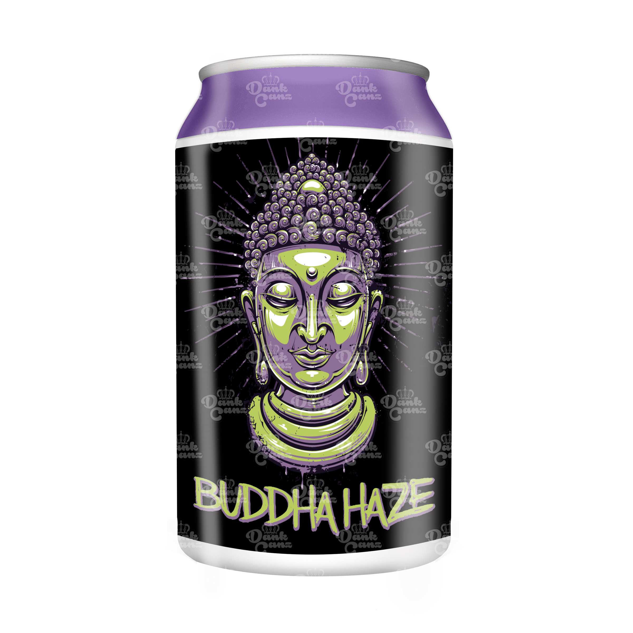 Buddha Haze 3.5g Plastic Soda Cans - DC Packaging Custom Cannabis Packaging