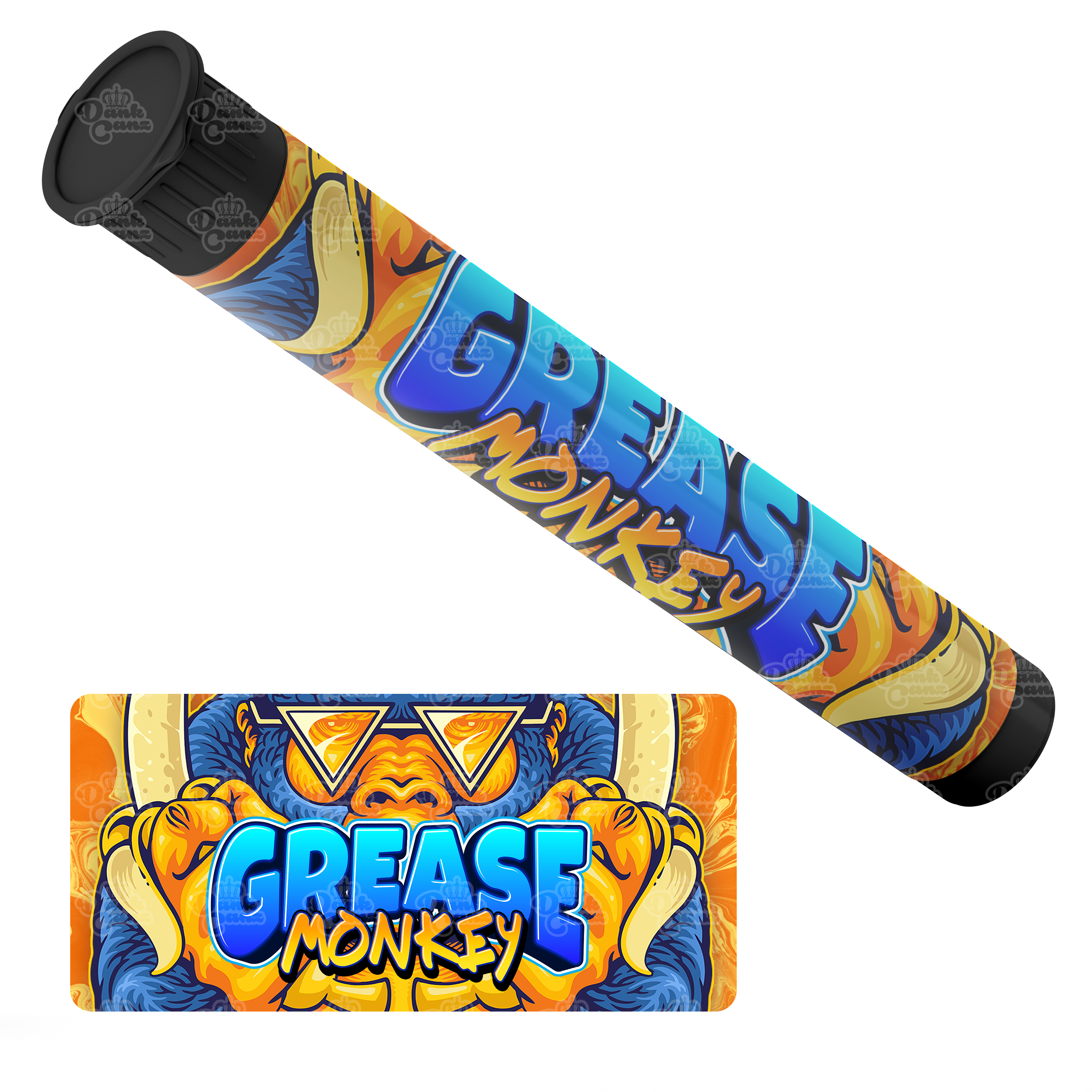 Grease Monkey Pre Roll Tubes - Labelled - DC Packaging Custom Cannabis Packaging