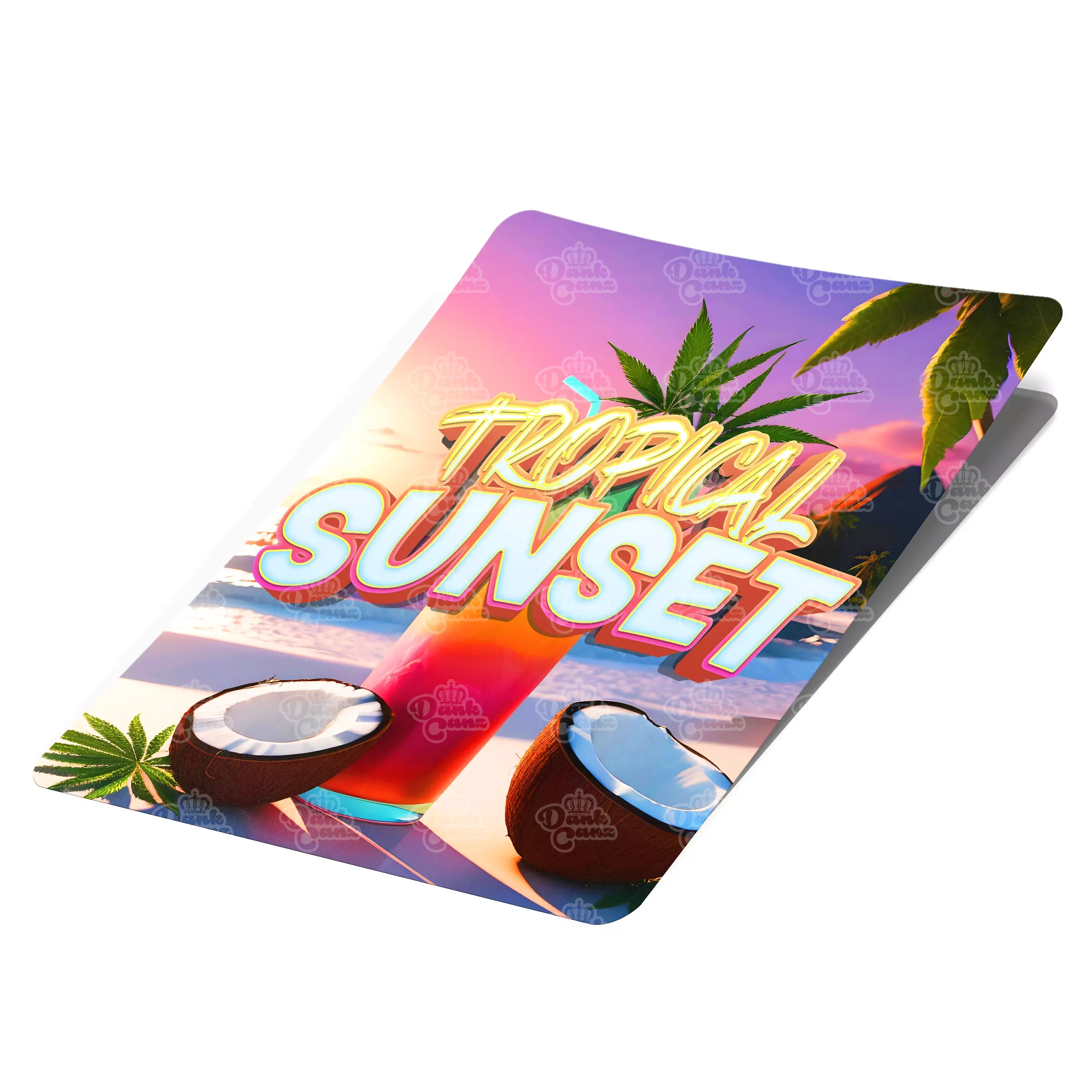 Tropical Sunset Mylar Bag Labels - Labels only - DC Packaging Custom Cannabis Packaging