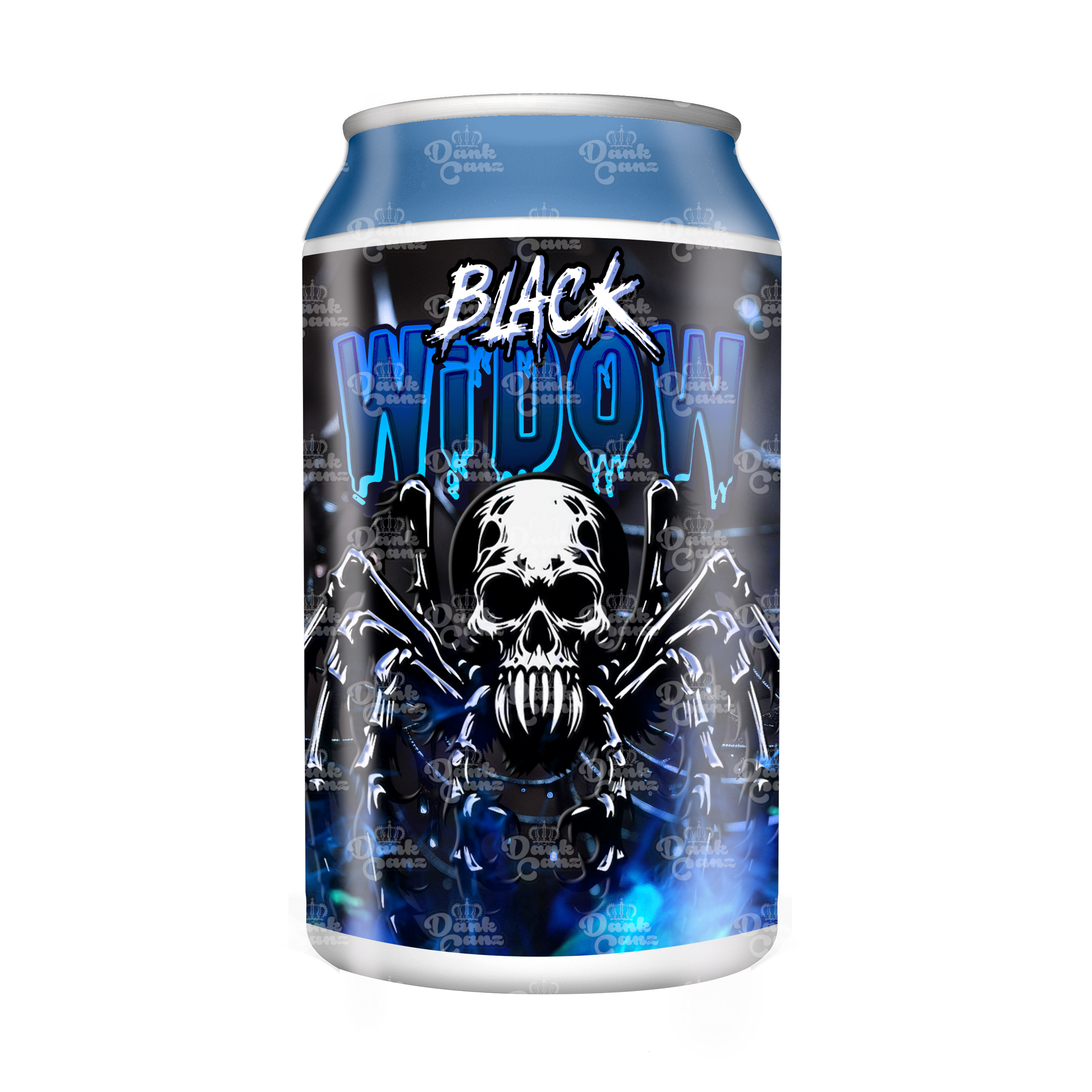 Black Widow 3.5g Plastic Soda Cans - DC Packaging Custom Cannabis Packaging