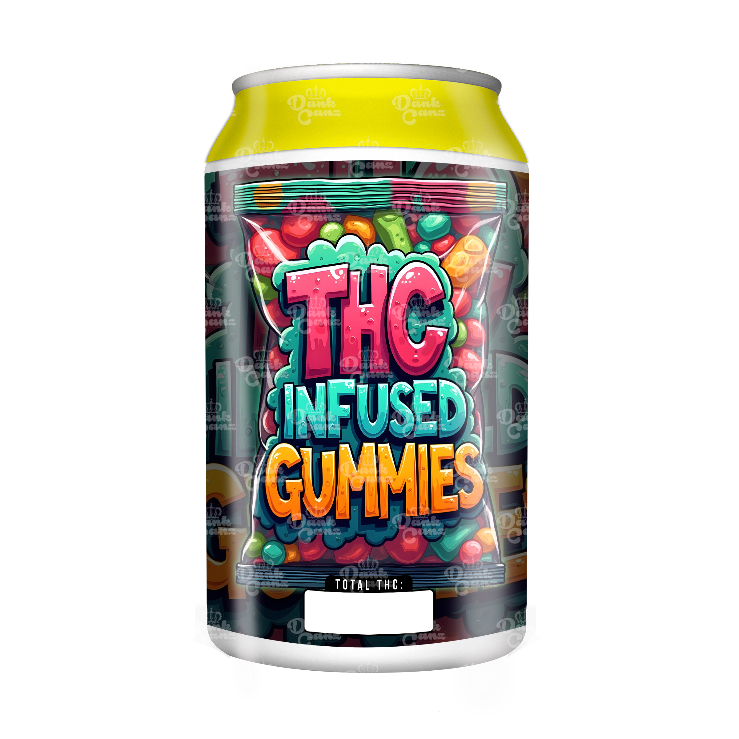 THC Gummies 3.5g Plastic Soda Cans - EMPTY - DC Packaging Custom Cannabis Packaging