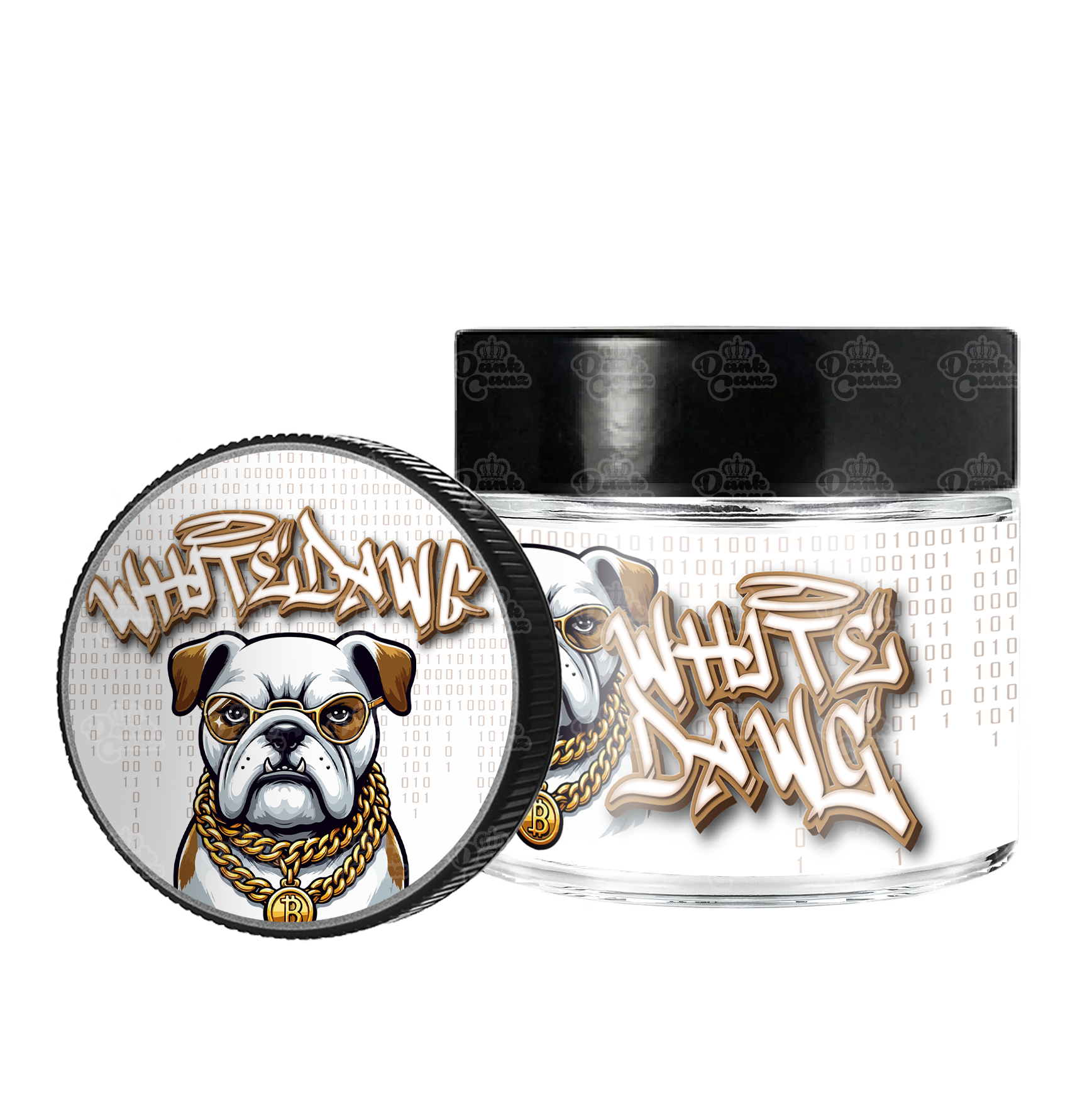 White Dawg 3.5g/60ml Glass Jars - Labelled - DC Packaging Custom Cannabis Packaging