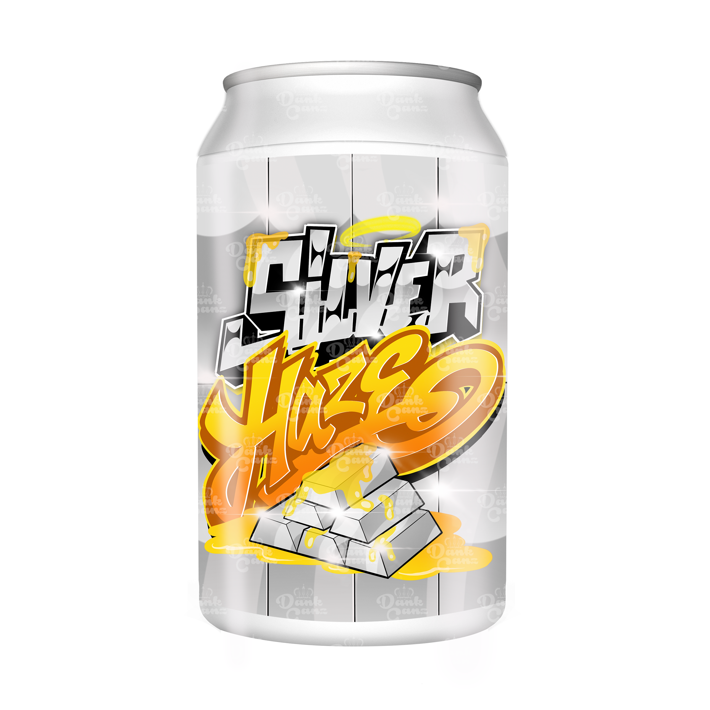 Silver Haze 3.5g Plastic Soda Cans - DC Packaging Custom Cannabis Packaging