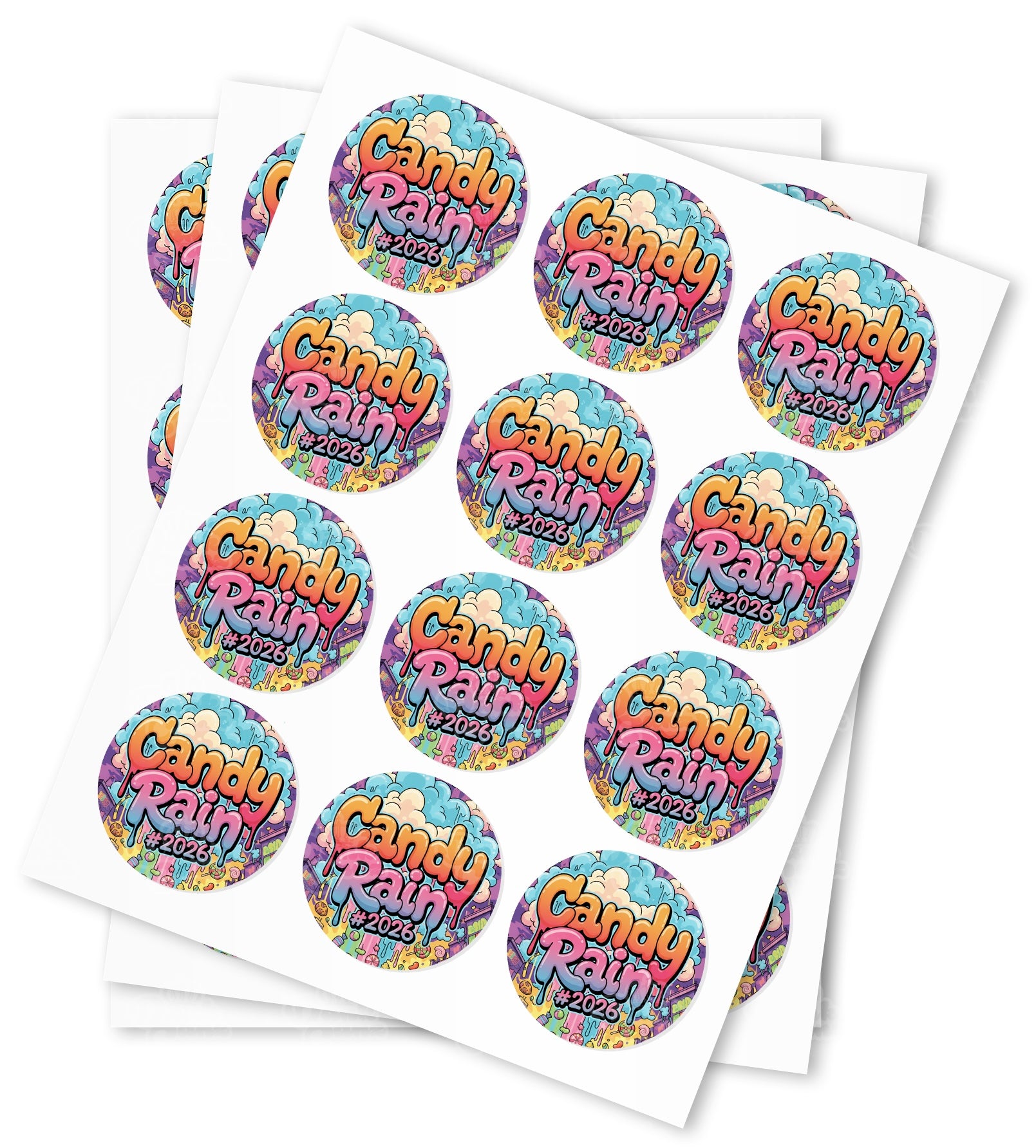 Candy Rain 2026 Strain Stickers - DC Packaging Custom Cannabis Packaging