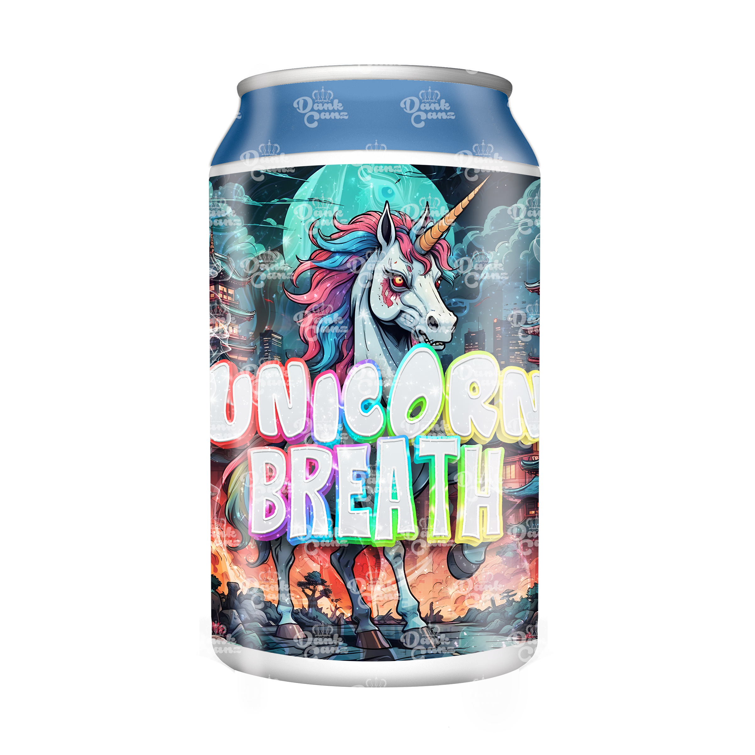 Unicorn Breath 3.5g Plastic Soda Cans - DC Packaging Custom Cannabis Packaging