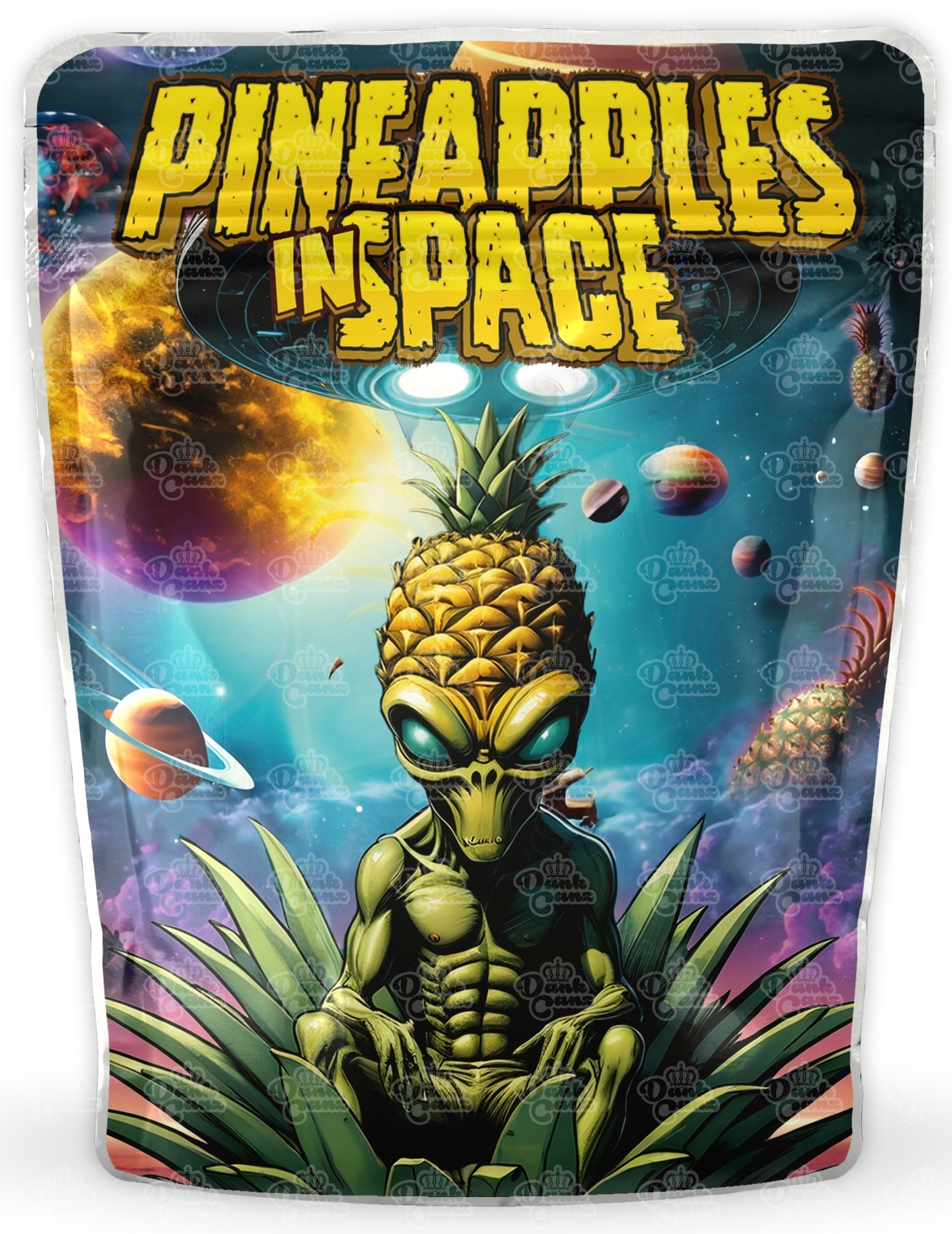 Pineapples in Space Mylar Bags - DC Packaging Custom Cannabis Packaging