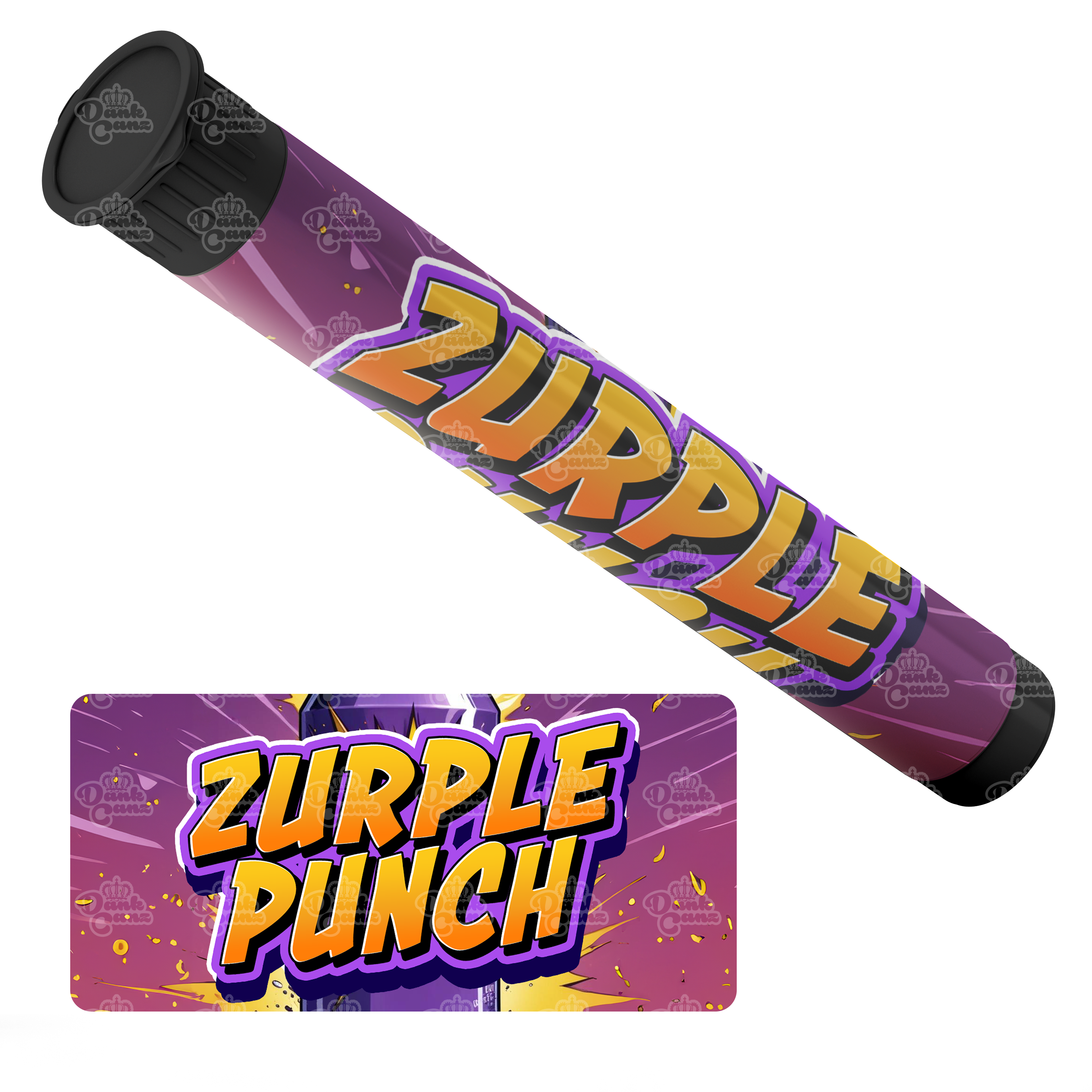 Zurple Punch Pre Roll Tubes - Labelled - DC Packaging Custom Cannabis Packaging