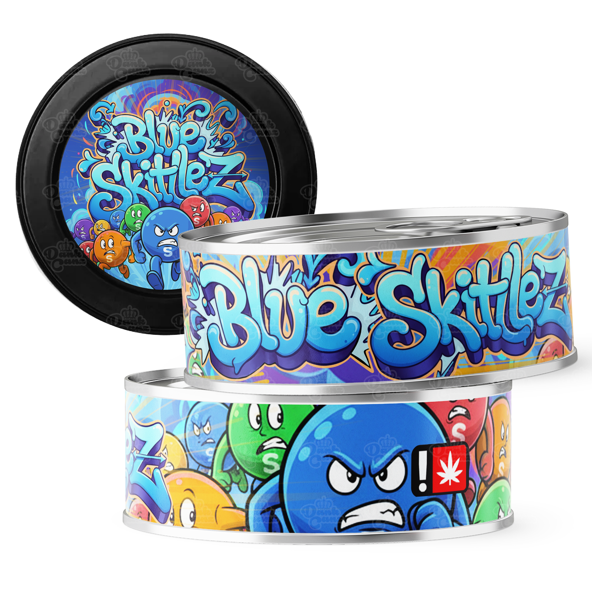 Blue Skittlez 3.5g Self Seal Tins - DC Packaging Custom Cannabis Packaging