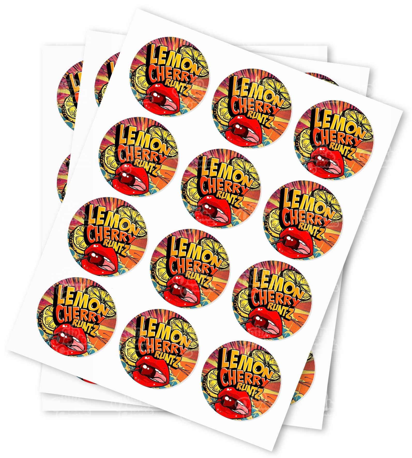 Lemon Cherry Runtz Strain Stickers - DC Packaging Custom Cannabis Packaging