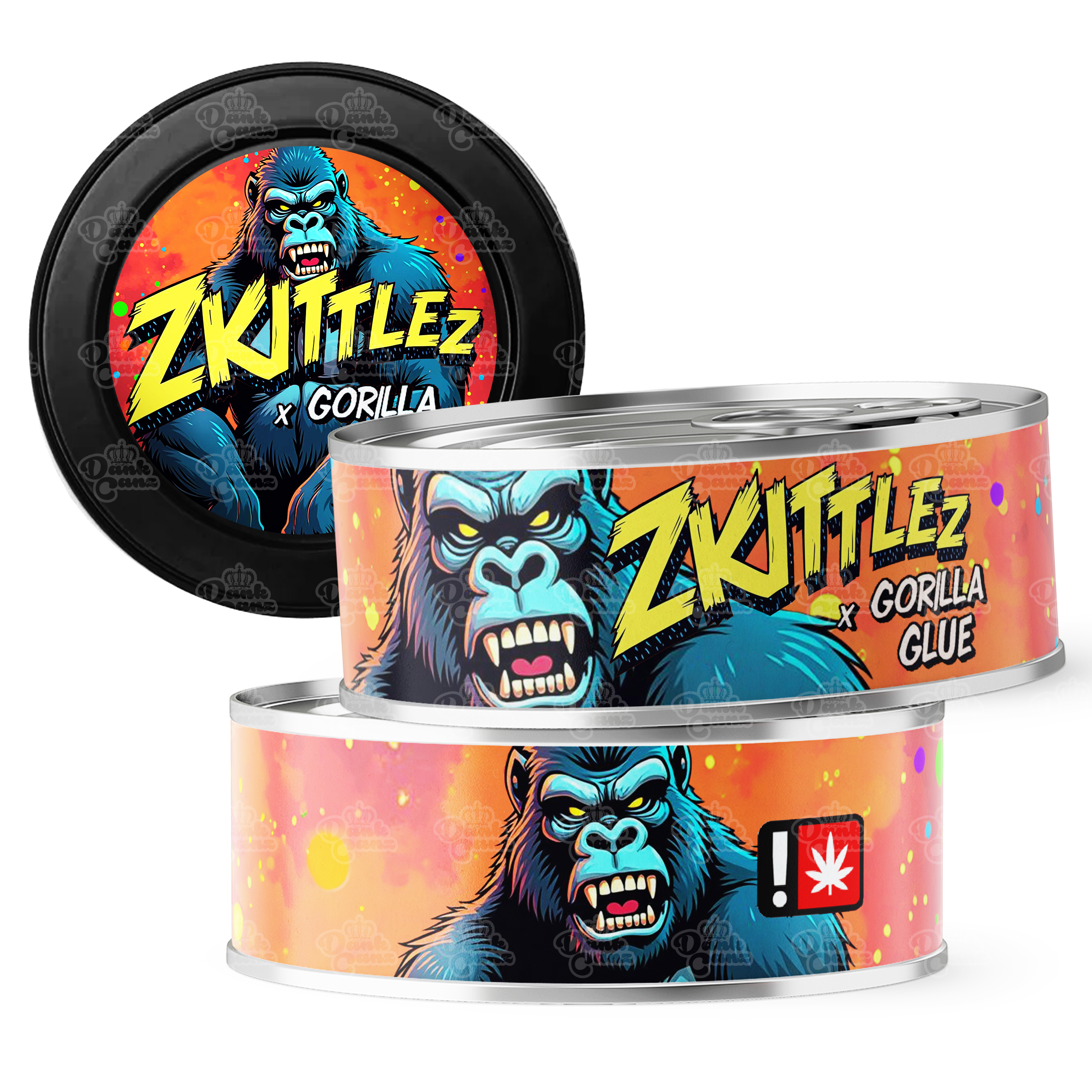 Zkittlez x Gorilla Glue 3.5g Self Seal Tins - DC Packaging Custom Cannabis Packaging