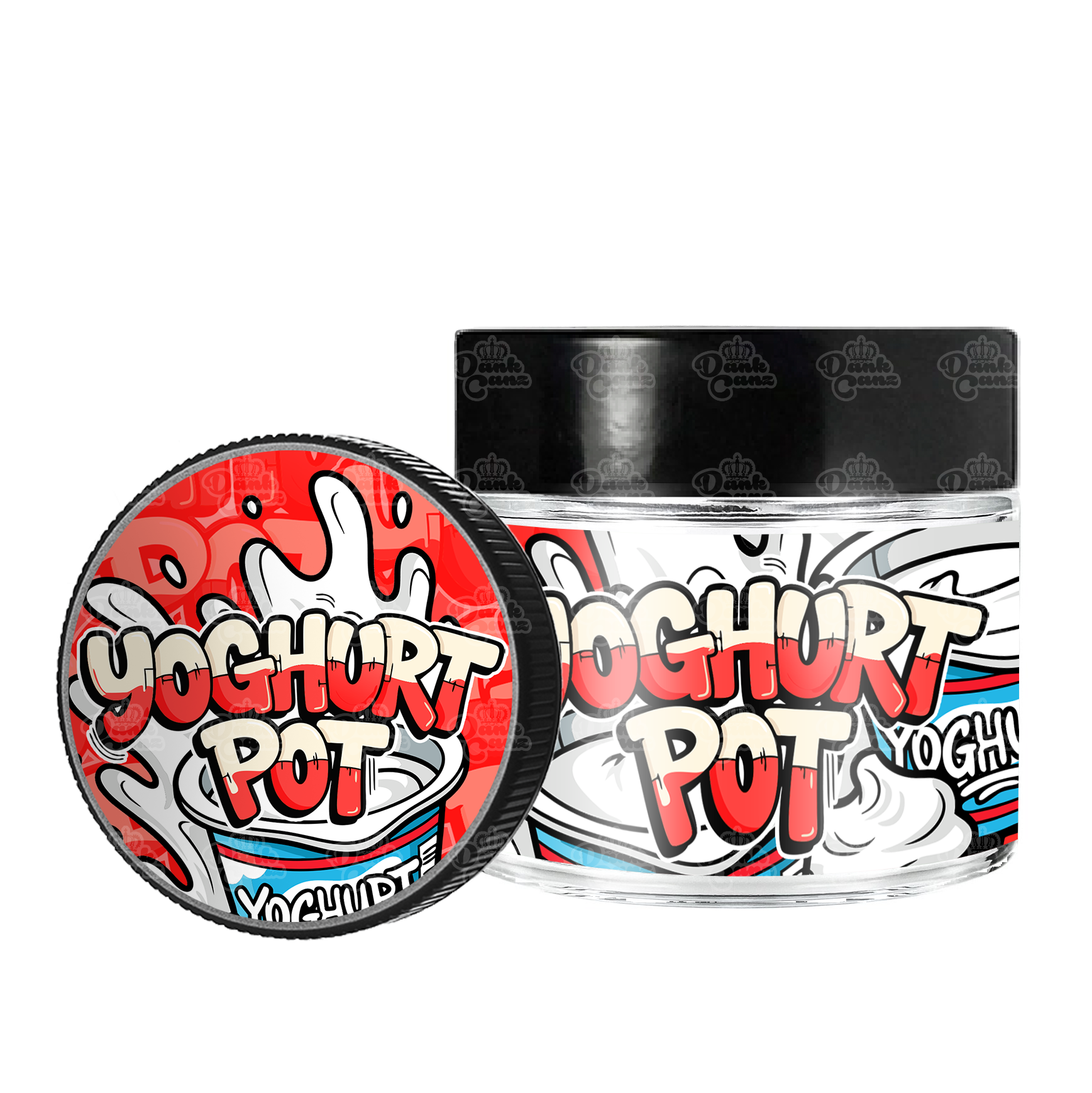 Yoghurt Pot 3.5g/60ml Glass Jars - Labelled - DC Packaging Custom Cannabis Packaging