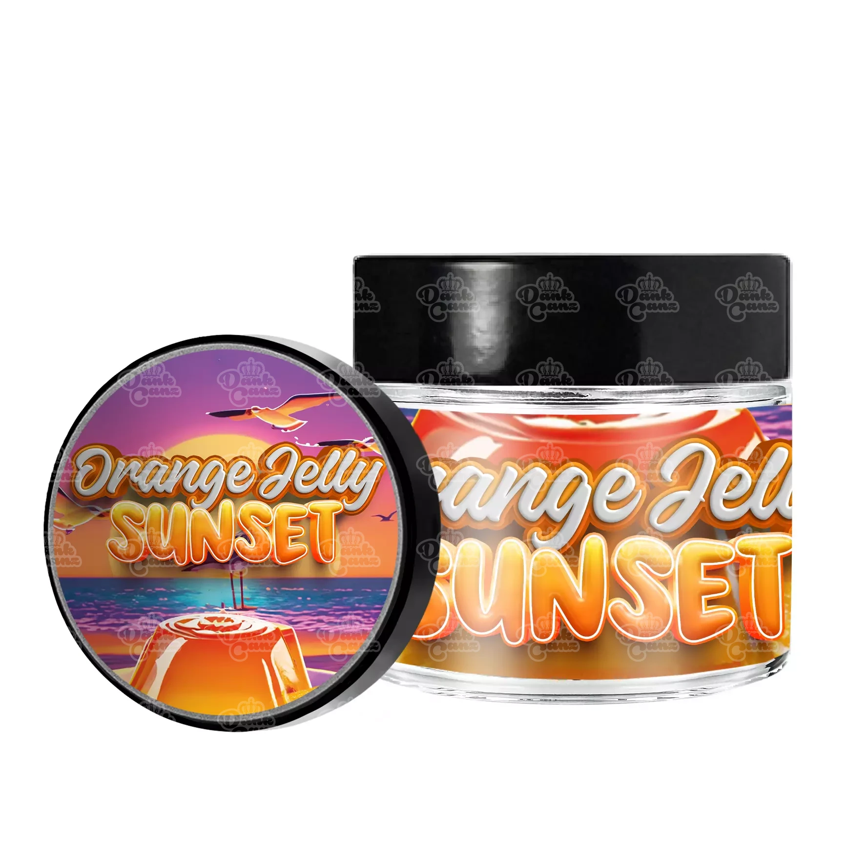 Orange Jelly Sunset 3.5g/60ml Glass Jars - Labelled - DC Packaging Custom Cannabis Packaging