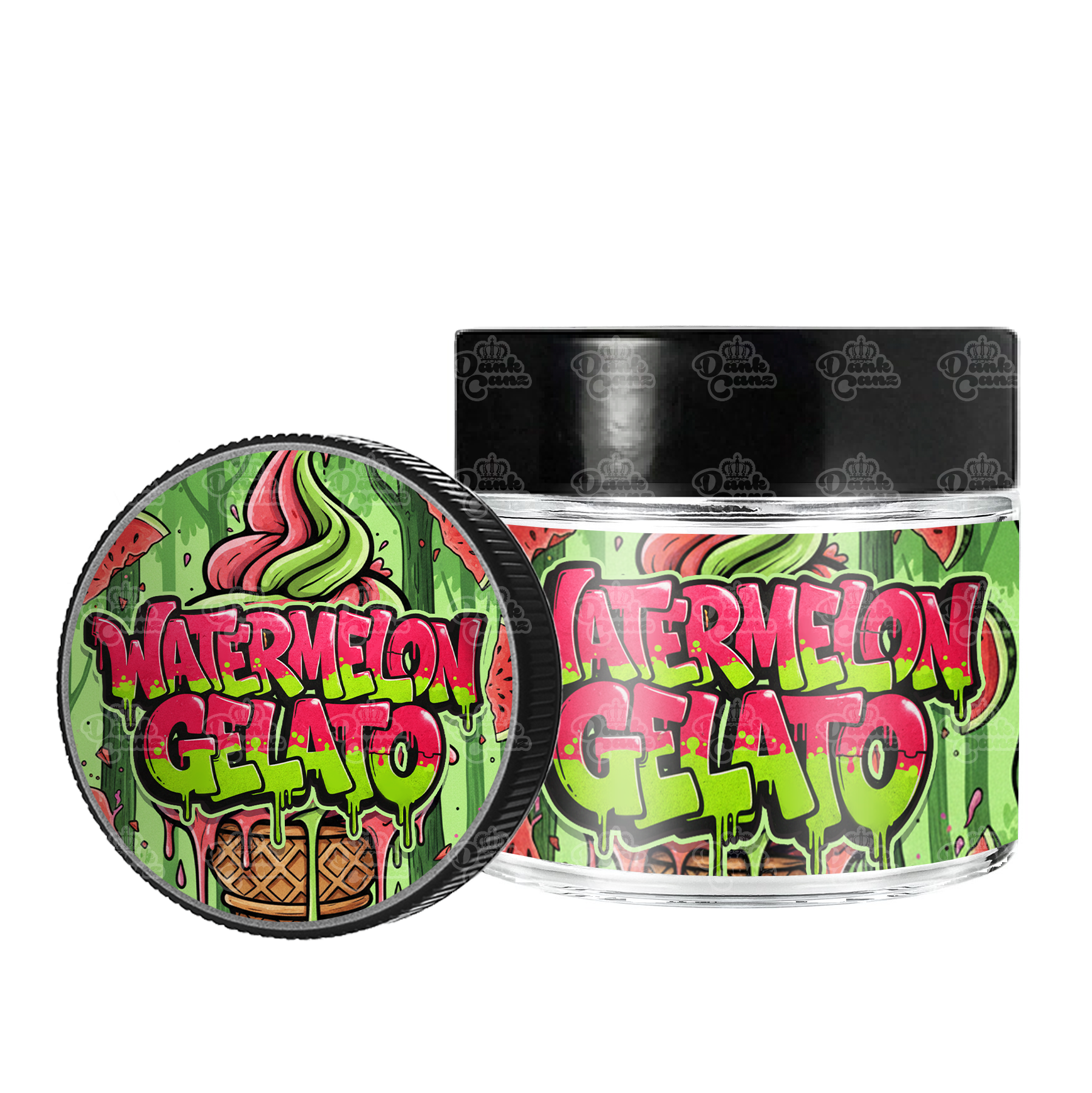 Watermelon Gelato 3.5g/60ml Glass Jars - Labelled - DC Packaging Custom Cannabis Packaging