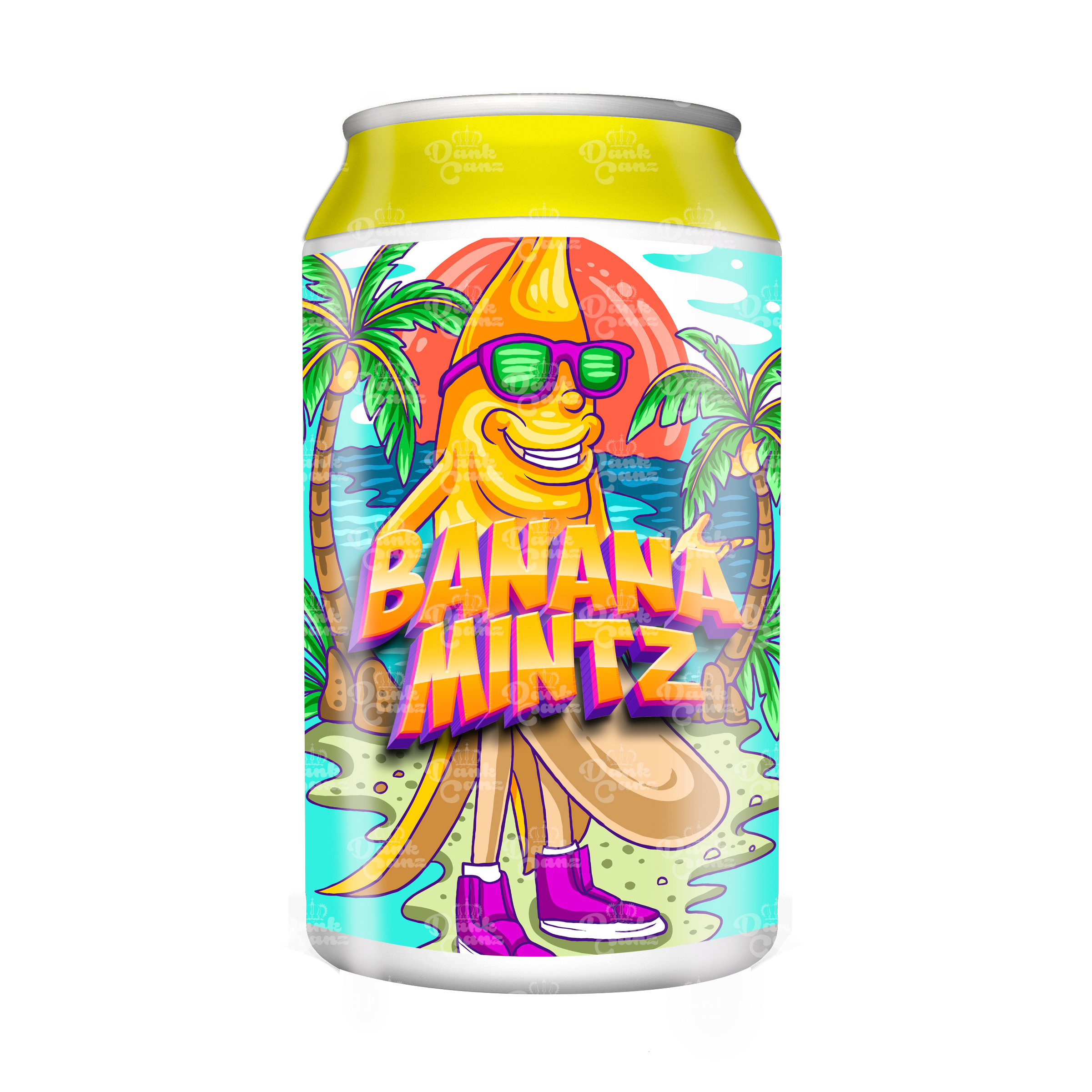 Banana Mintz 3.5g Plastic Soda Cans - DC Packaging Custom Cannabis Packaging