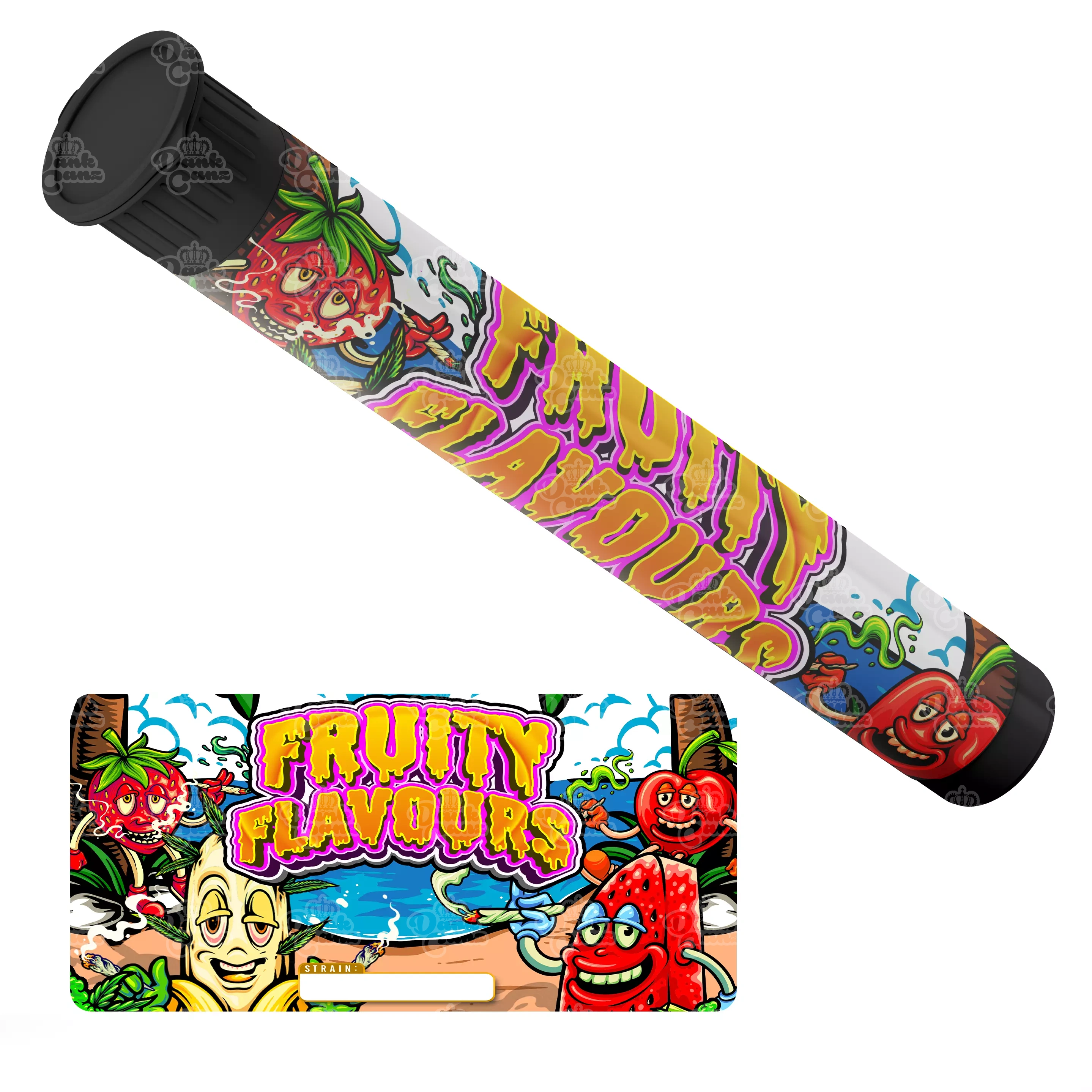 Fruity Flavours Pre Roll Tubes - Labelled - DC Packaging Custom Cannabis Packaging