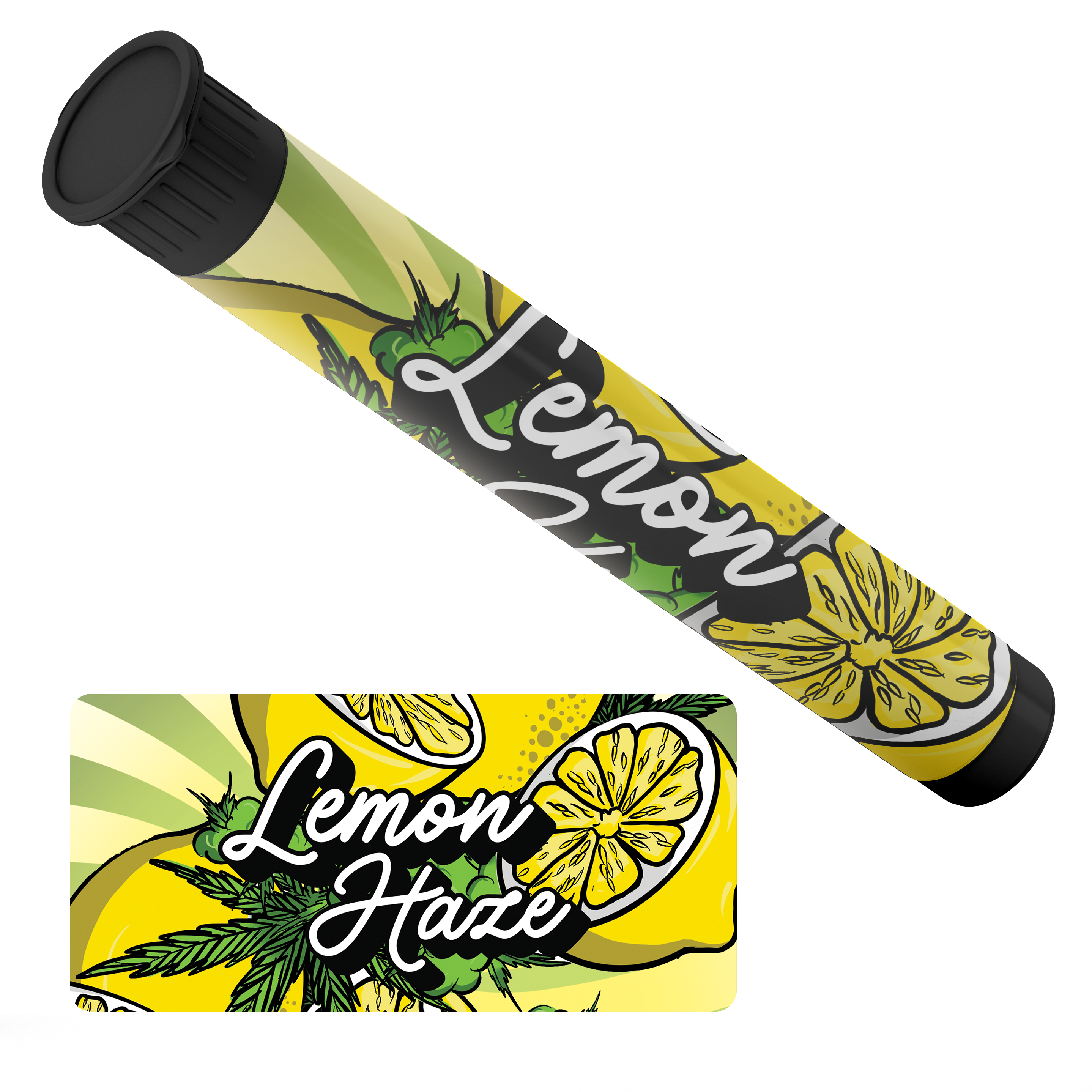 Lemon Haze Pre Roll Tubes - Labelled - DC Packaging Custom Cannabis Packaging