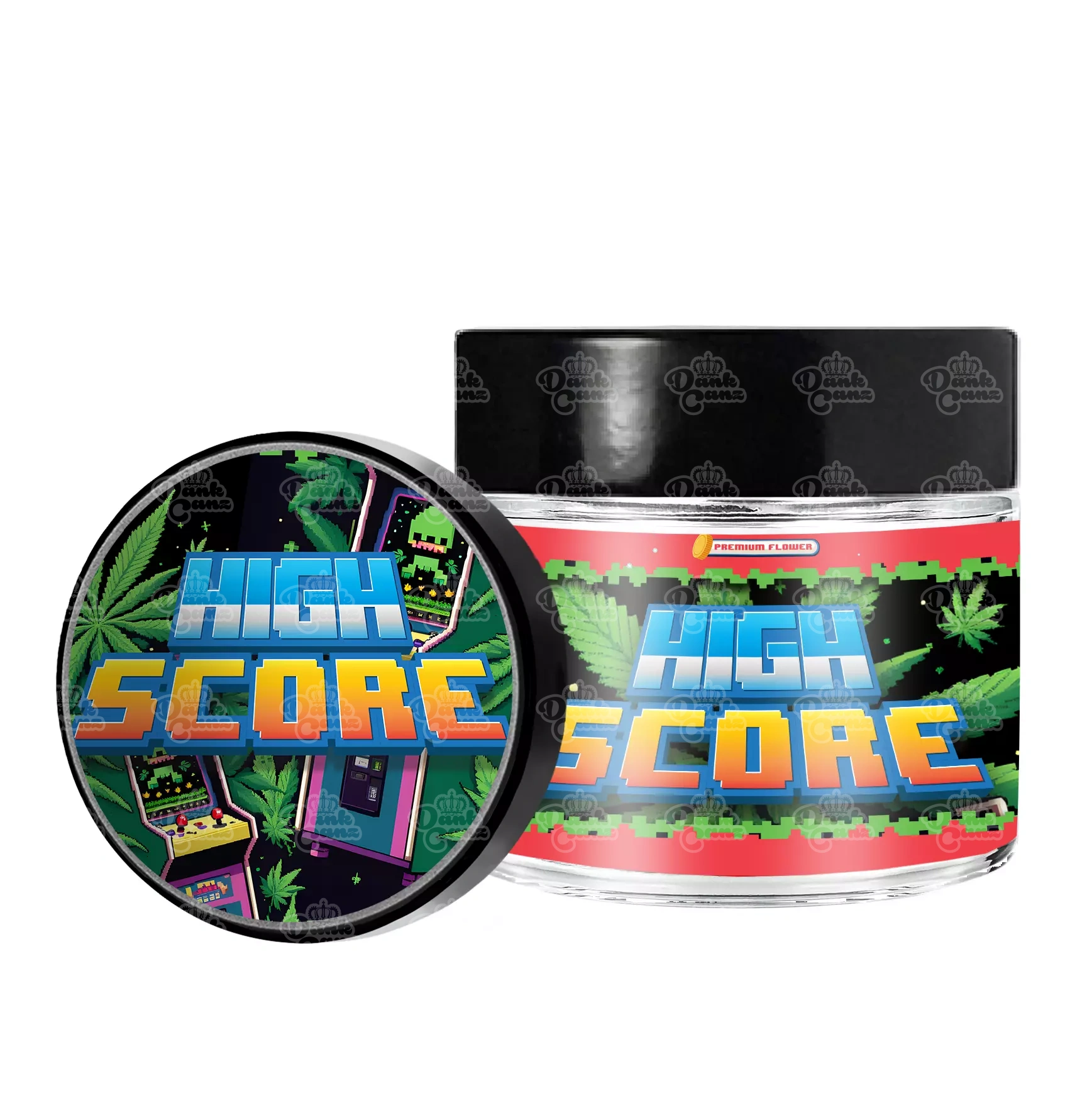 High Score 3.5g/60ml Glass Jars - Labelled - DC Packaging Custom Cannabis Packaging