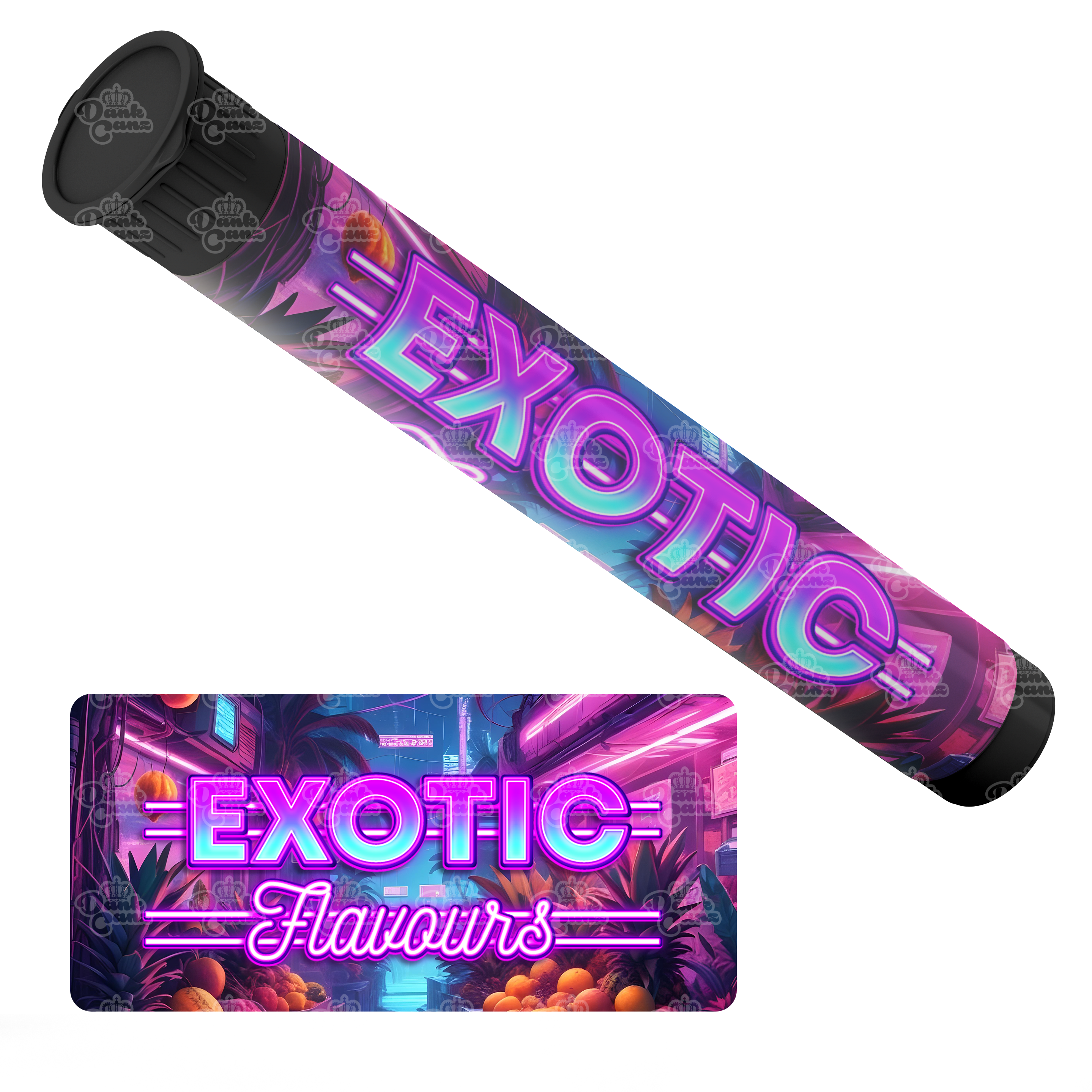 Exotic Flavours Pre Roll Tubes - Labelled - DC Packaging Custom Cannabis Packaging