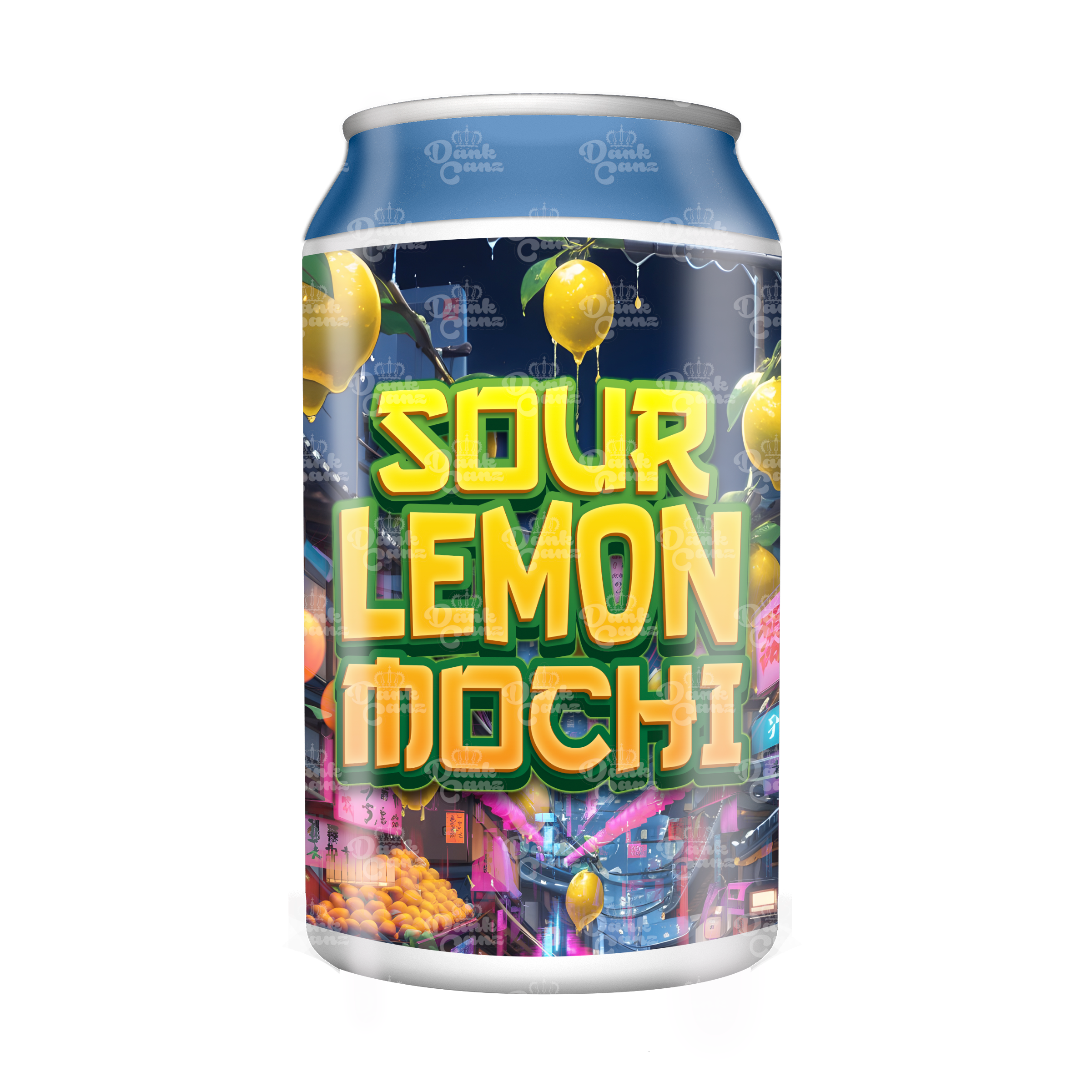 Sour Lemon Mochi 3.5g Plastic Soda Cans - DC Packaging Custom Cannabis Packaging