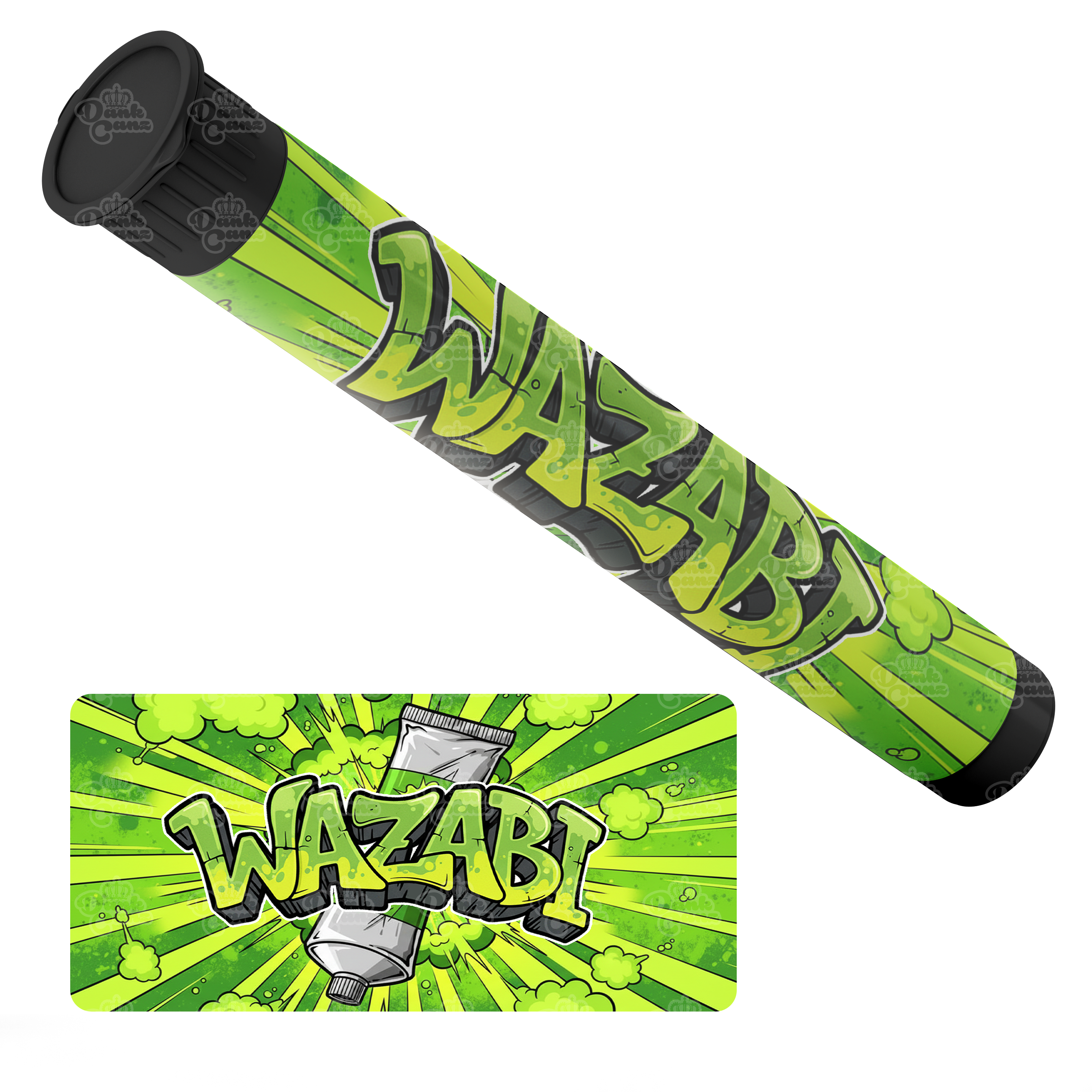 Wazabi Pre Roll Tubes - Labelled - DC Packaging Custom Cannabis Packaging