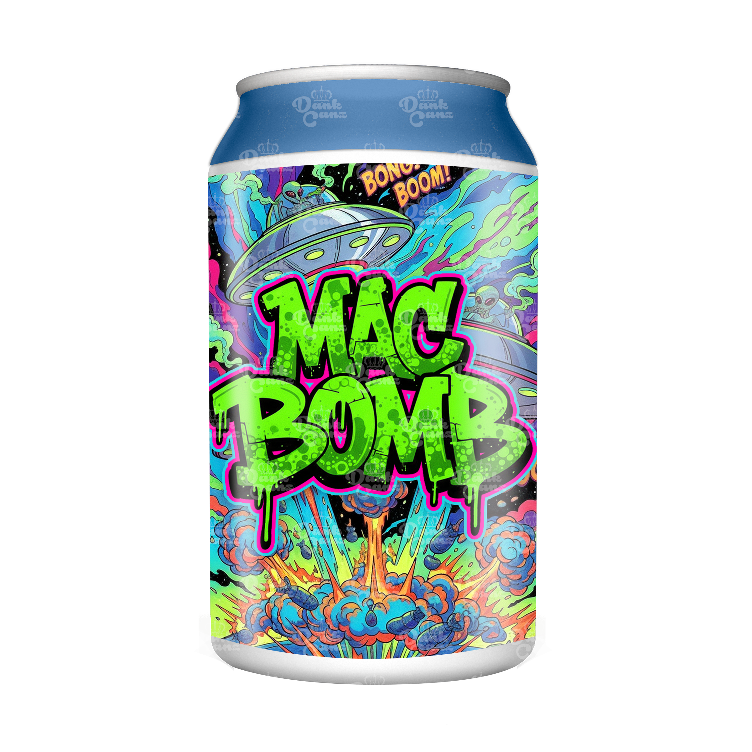 Mac Bomb 3.5g Plastic Soda Cans - DC Packaging Custom Cannabis Packaging