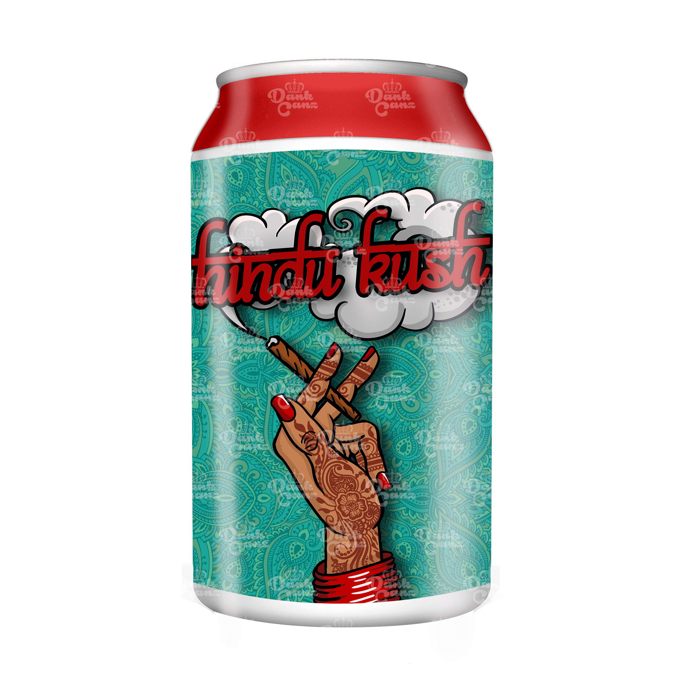 Hindu Kush 3.5g Plastic Soda Cans - DC Packaging Custom Cannabis Packaging