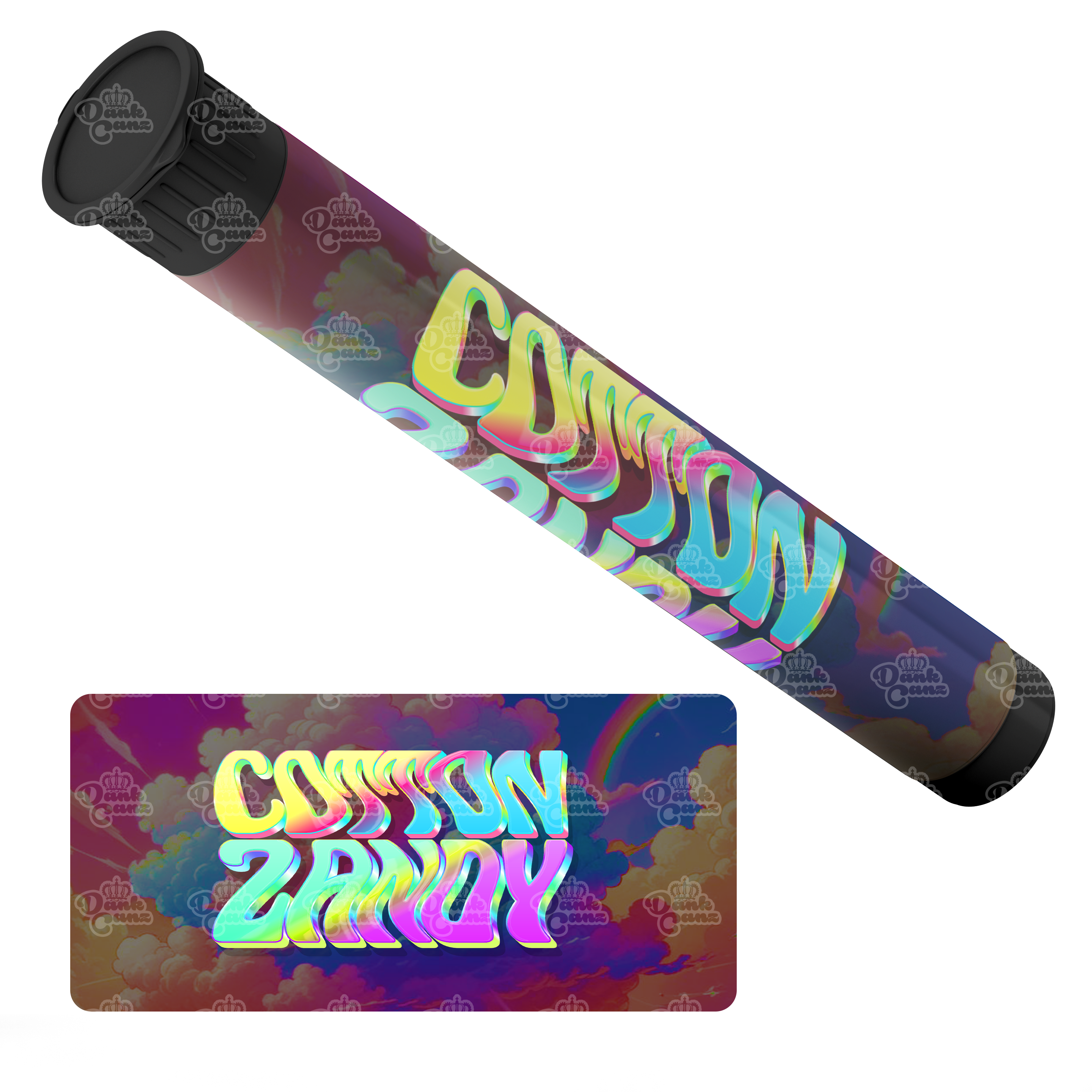 Cotton Zandy Pre Roll Tubes - Labelled - DC Packaging Custom Cannabis Packaging