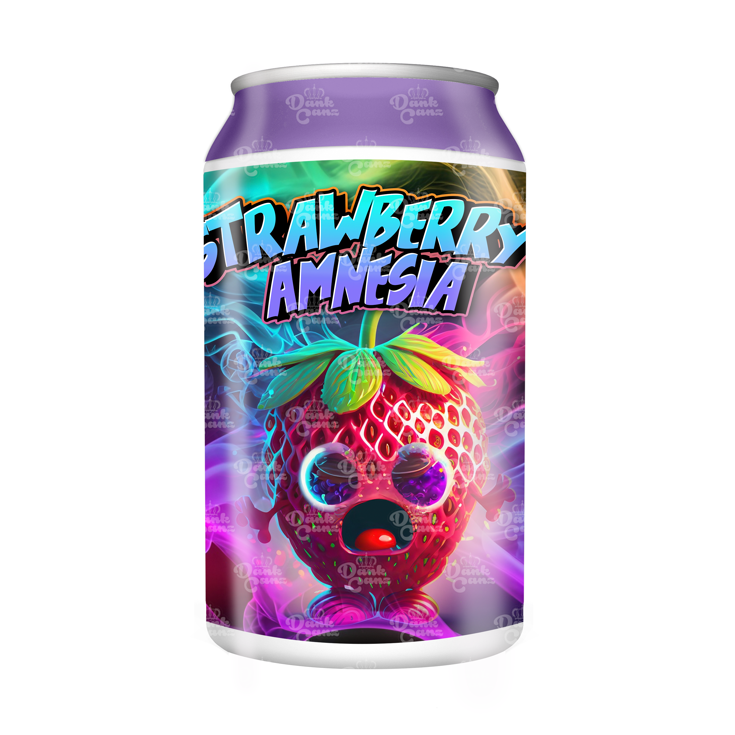 Strawberry Amnesia 3.5g Plastic Soda Cans - DC Packaging Custom Cannabis Packaging