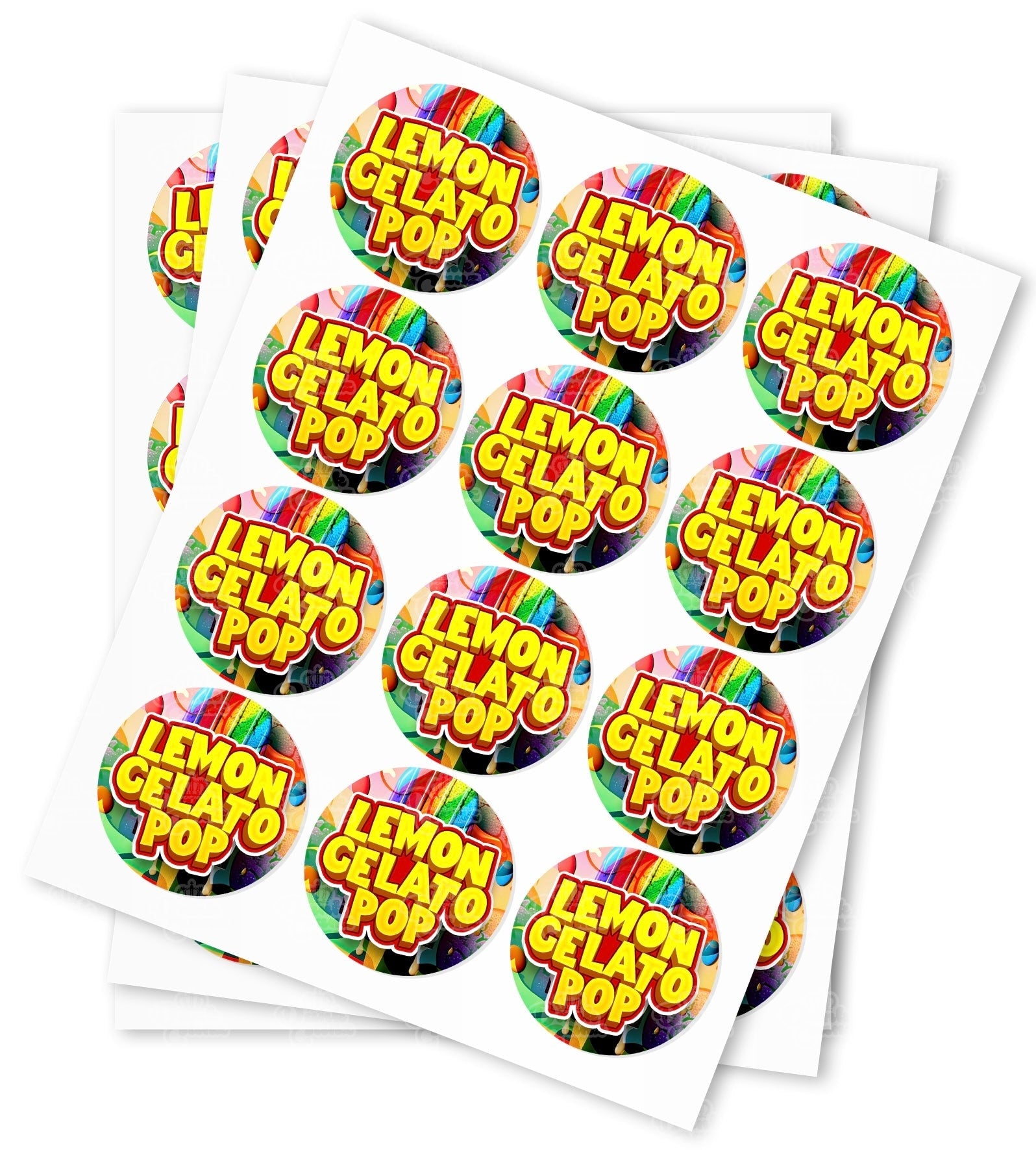 Lemon Gelato Pop Strain Stickers - DC Packaging Custom Cannabis Packaging